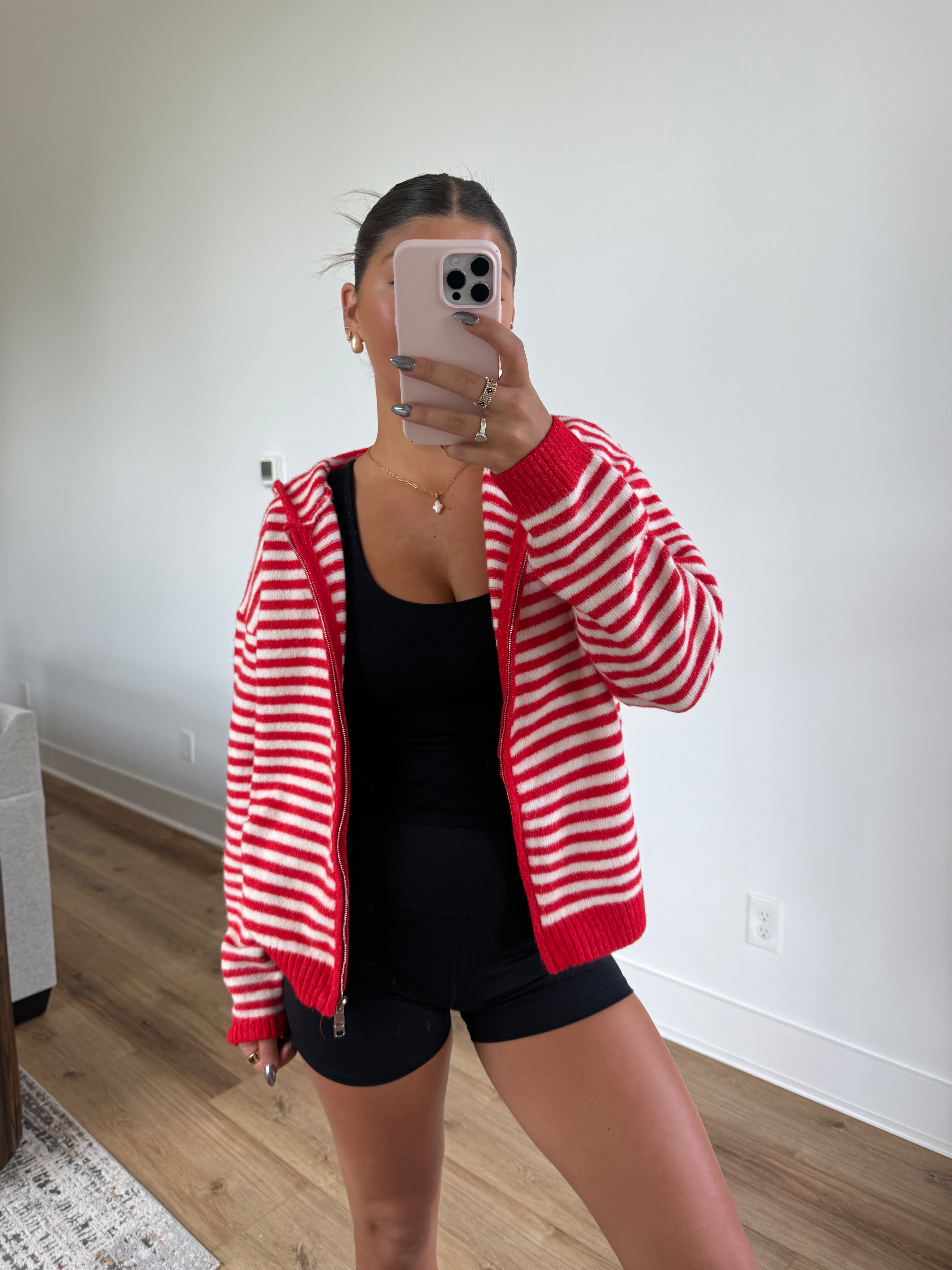 Millie Stripe Zip-Up (Red)