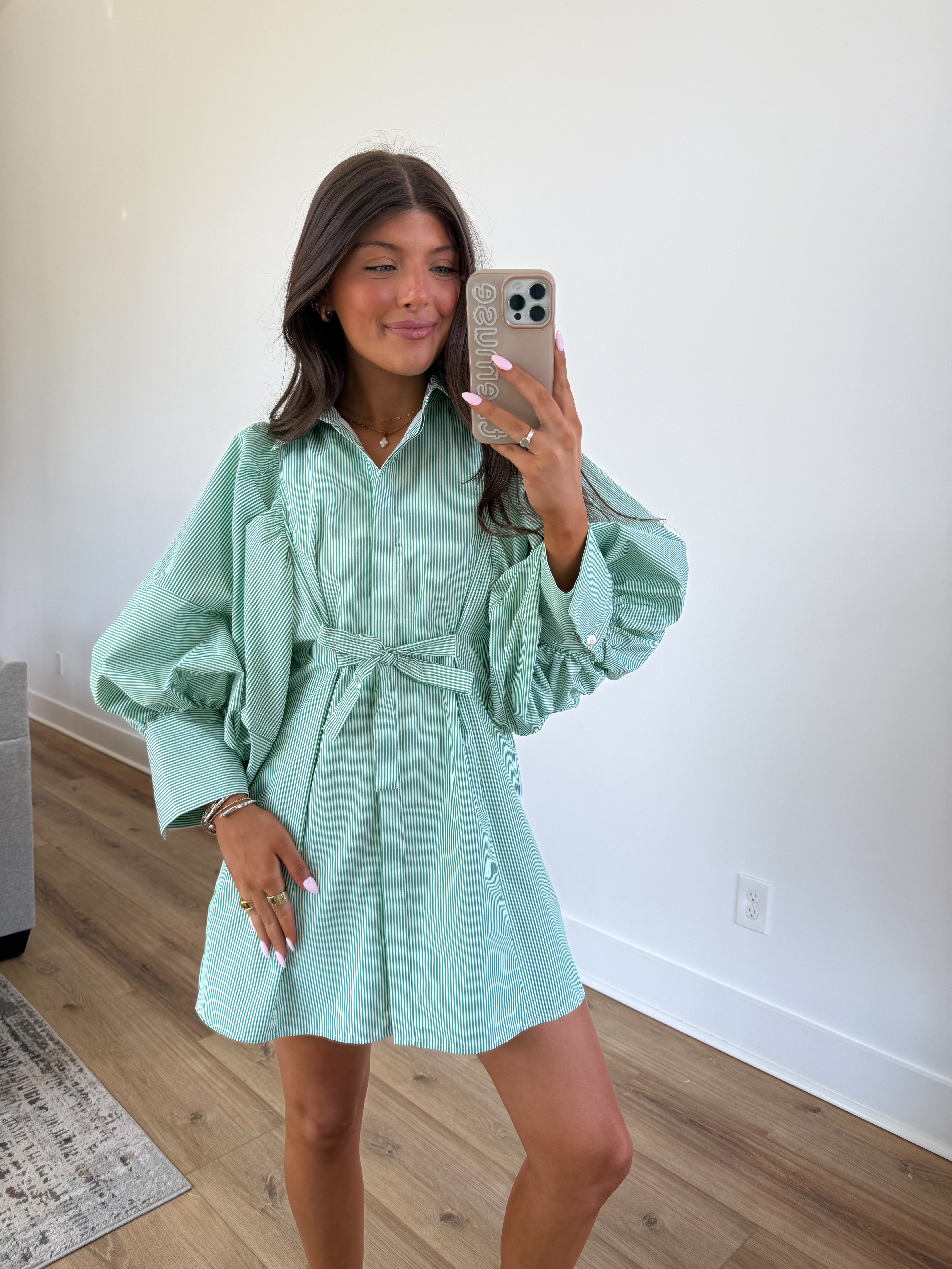 Sunday Morning Dress (Green Stripes)