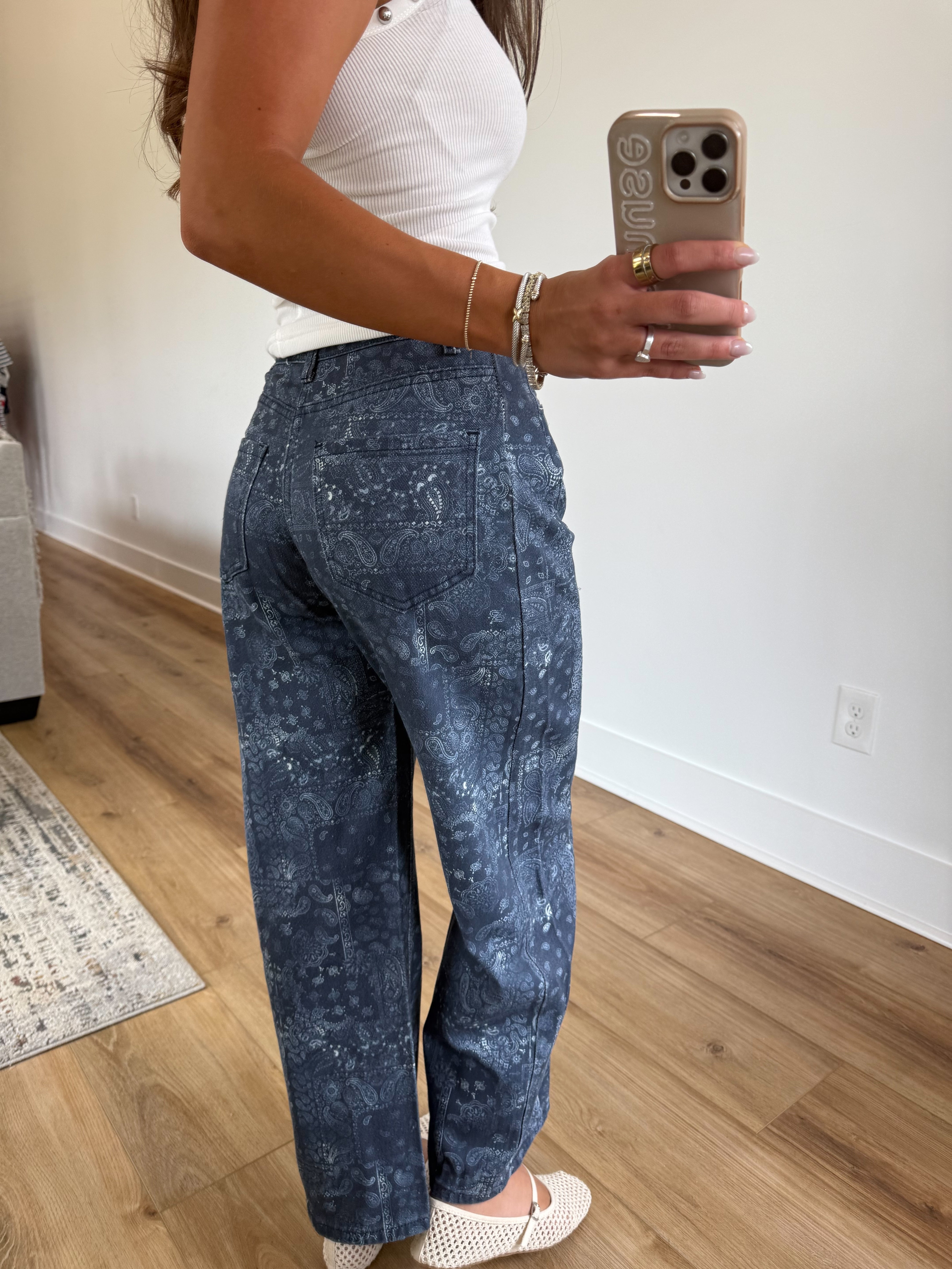 Paisley Denim Jeans (Blue)