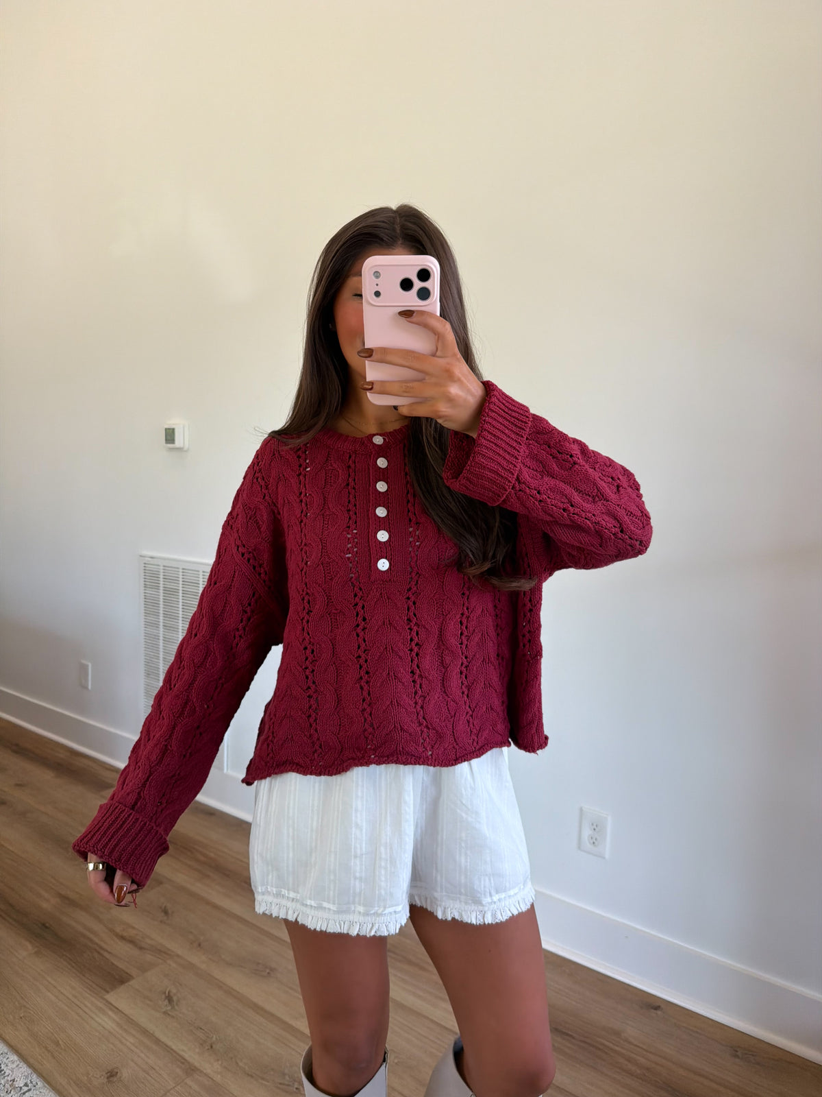 Burgundy Cable Knit Sweater