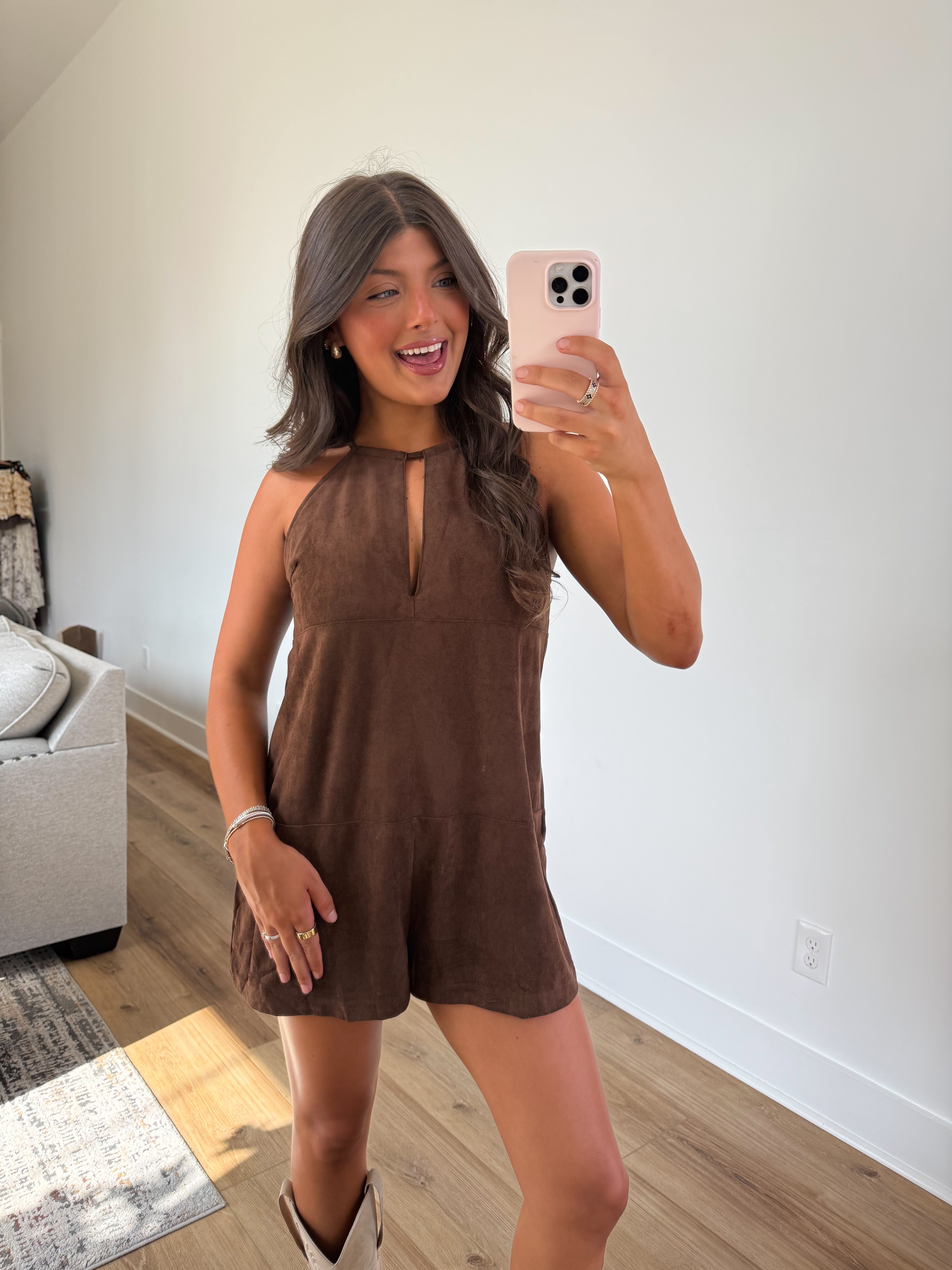 Sally Suede Romper