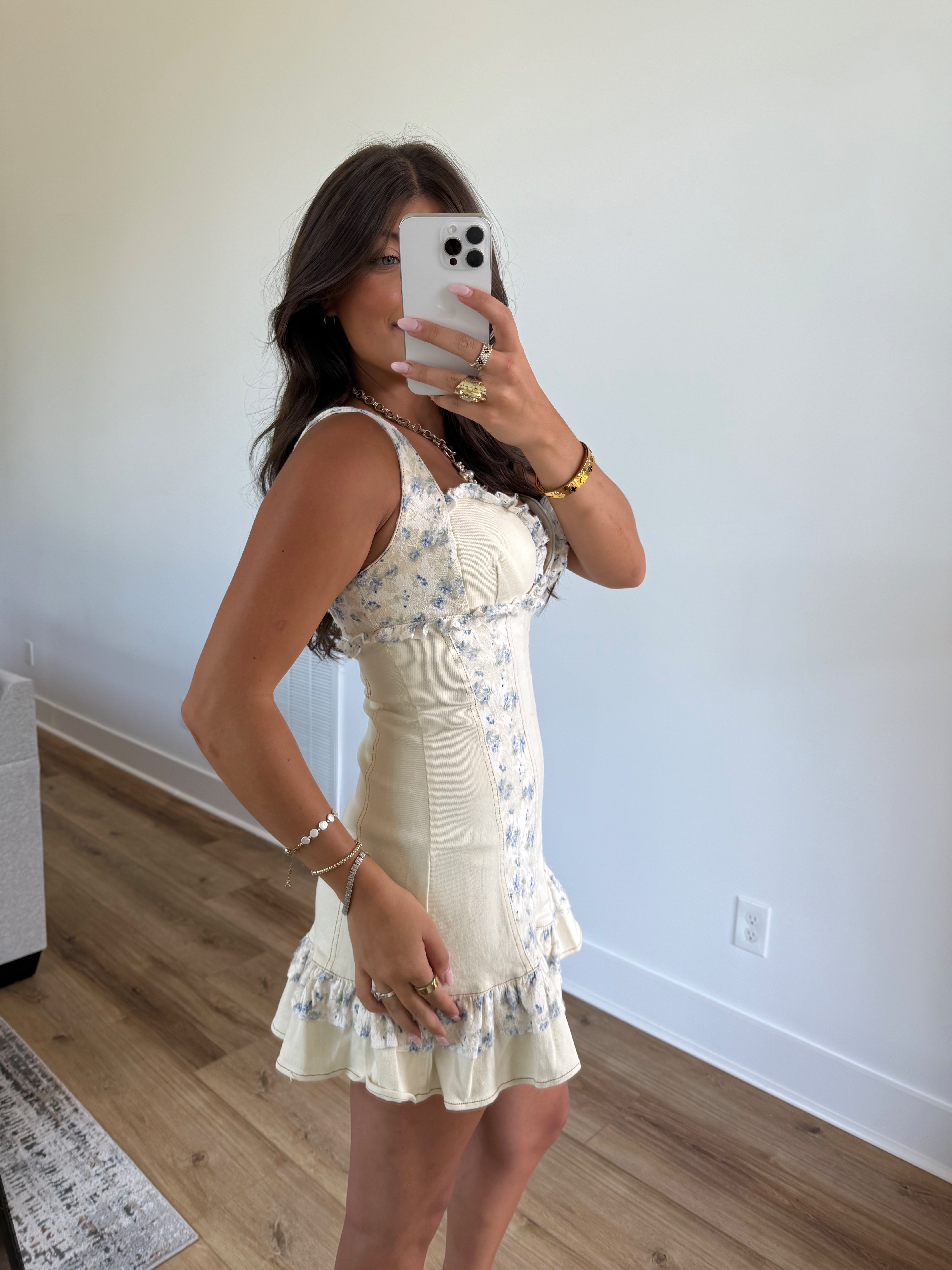 Petal Cream Denim Dress