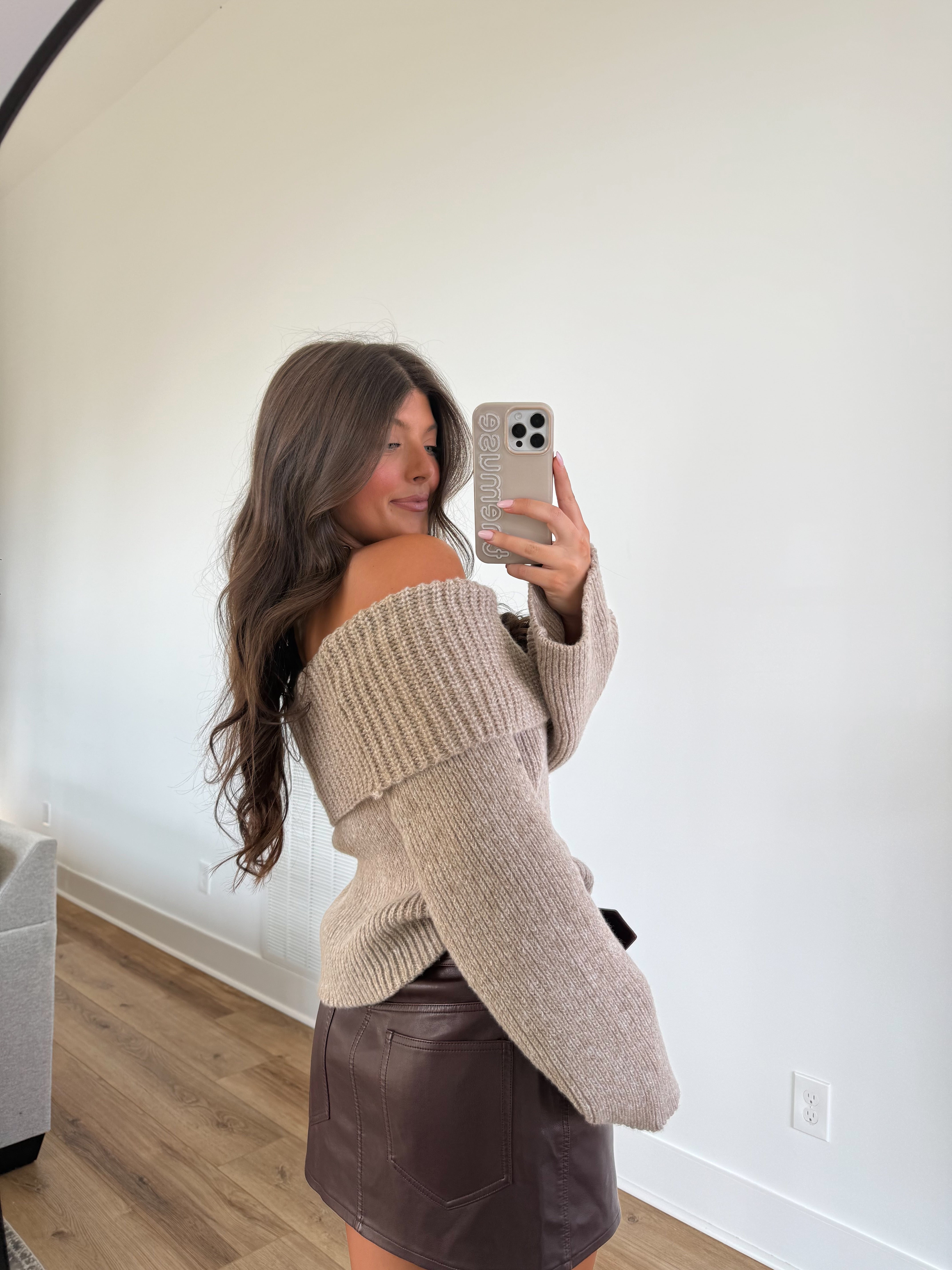 Mocha Off-Shoulder Knit