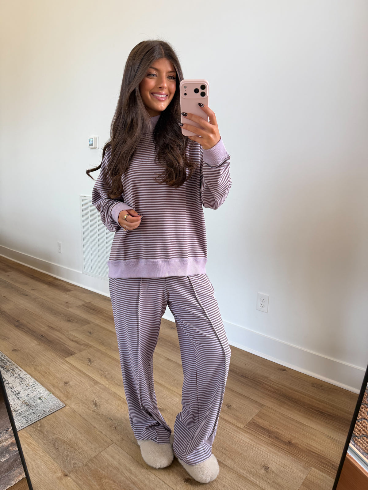 Lavender Stripe Mock Neck Set