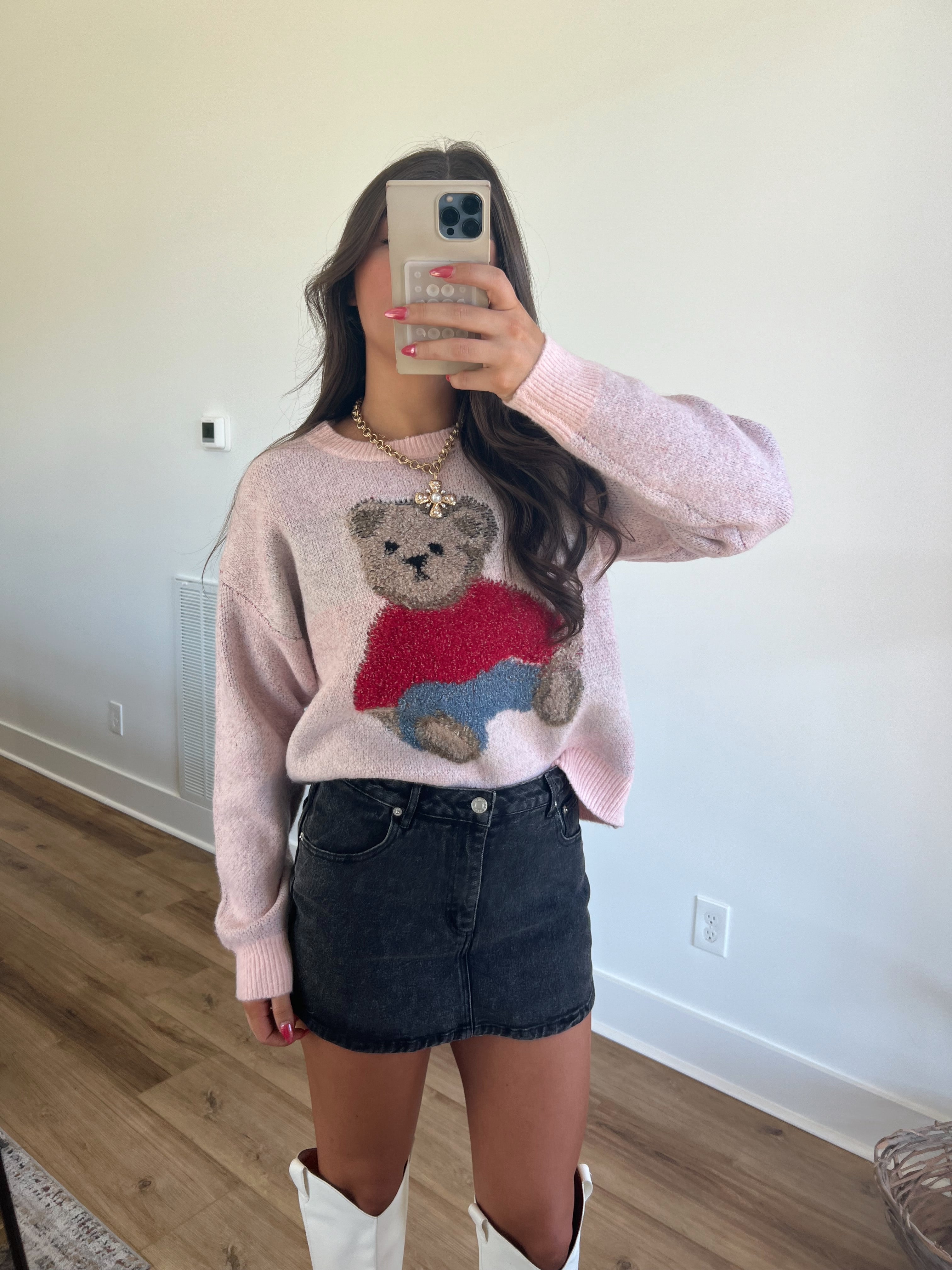 Pink Bear Obsessed Sweater