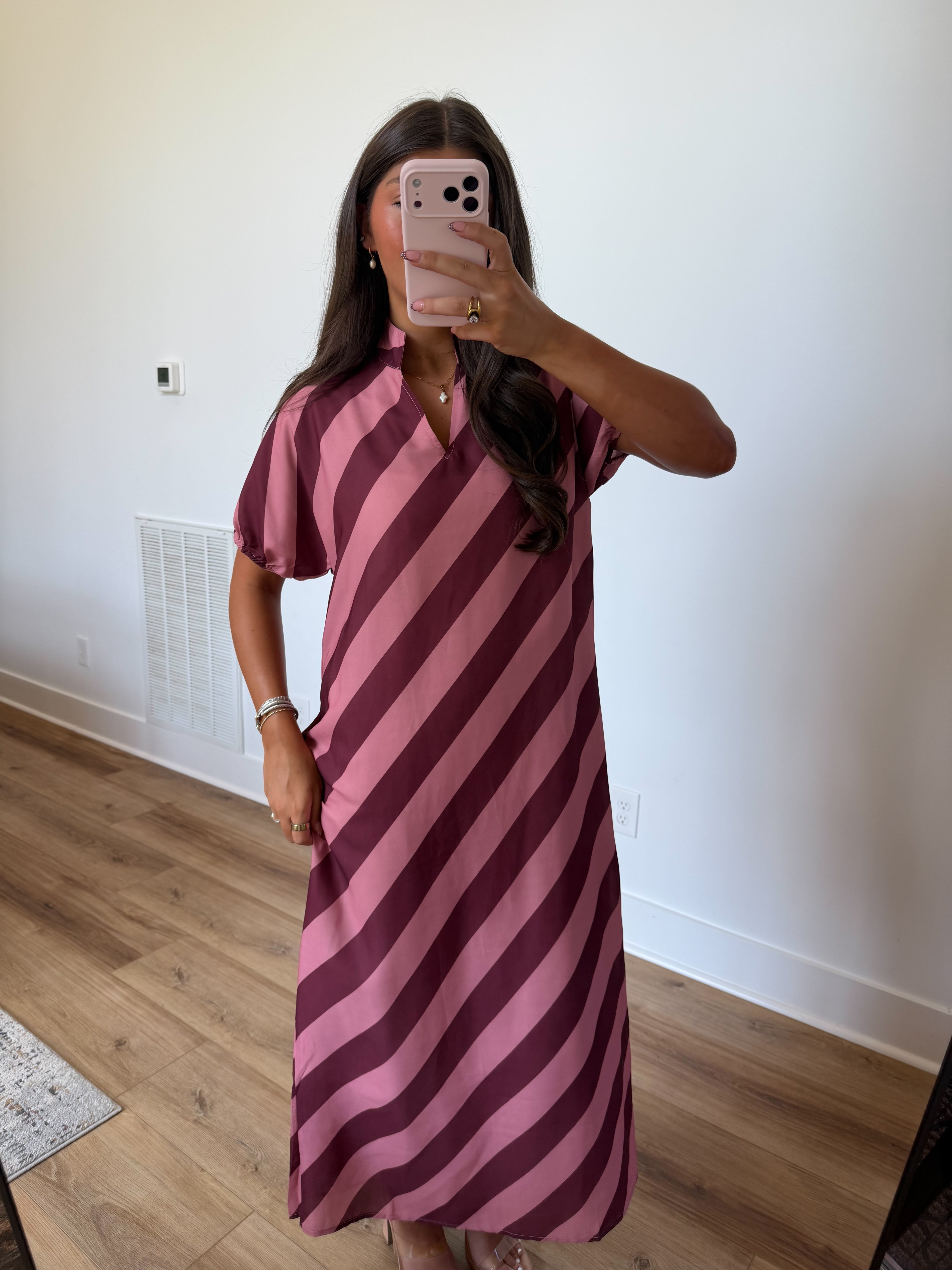 Pippa Stripe Maxi (Pink/Burgundy)