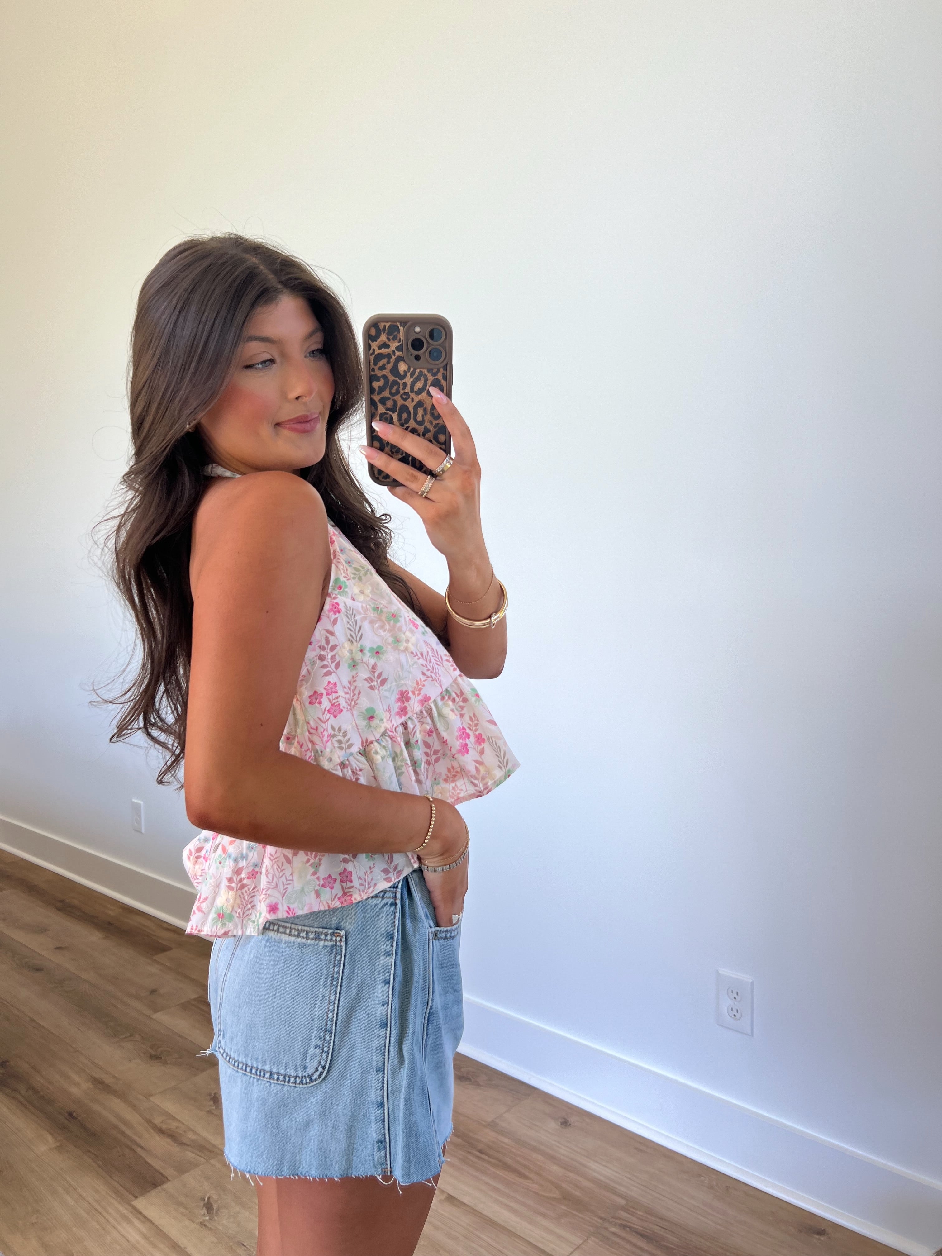 (Pink) Watercolor Bloom Halter Top