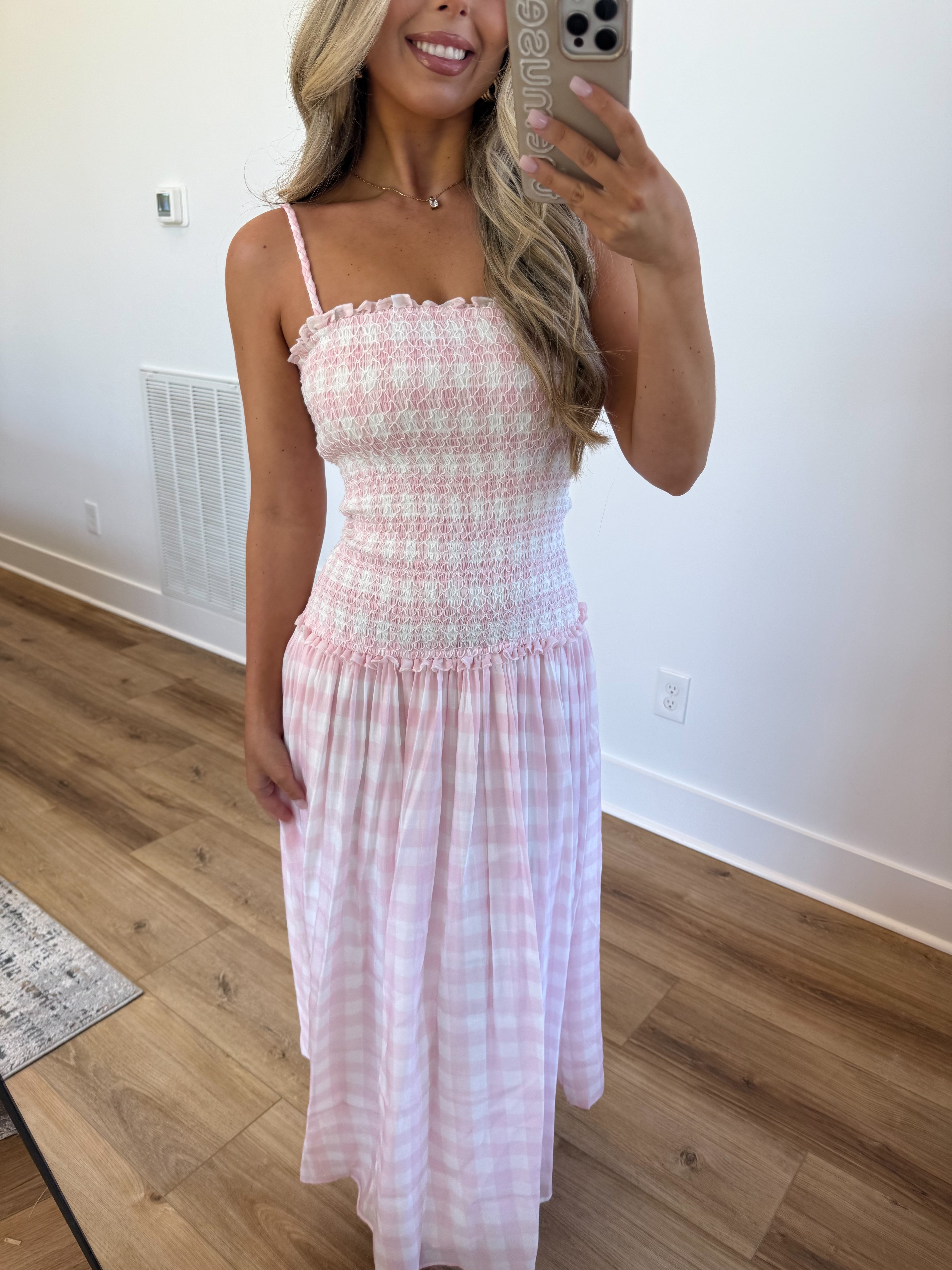 Nantucket Gingham Maxi (Pink)