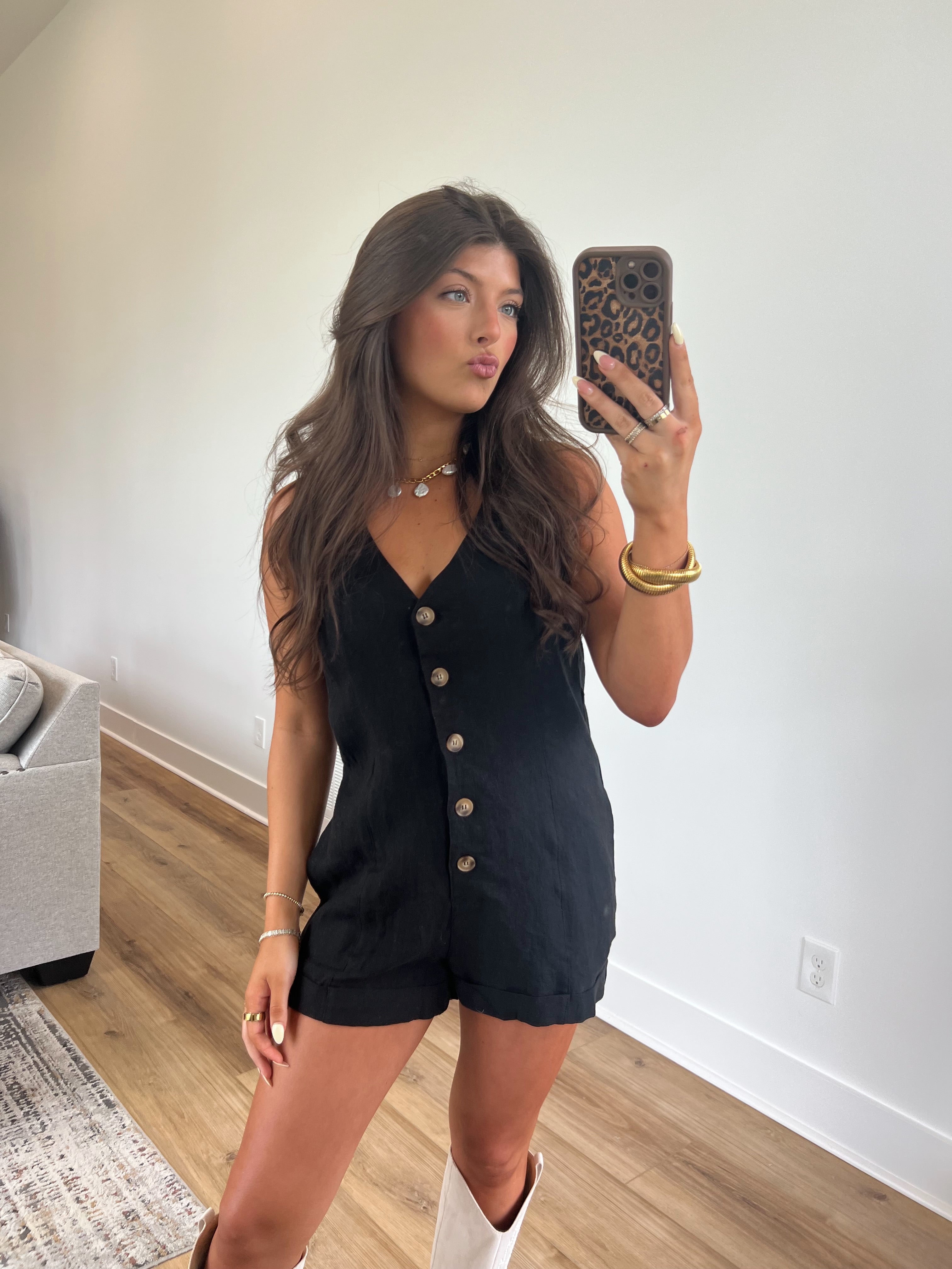 Elle Linen Romper (Black)