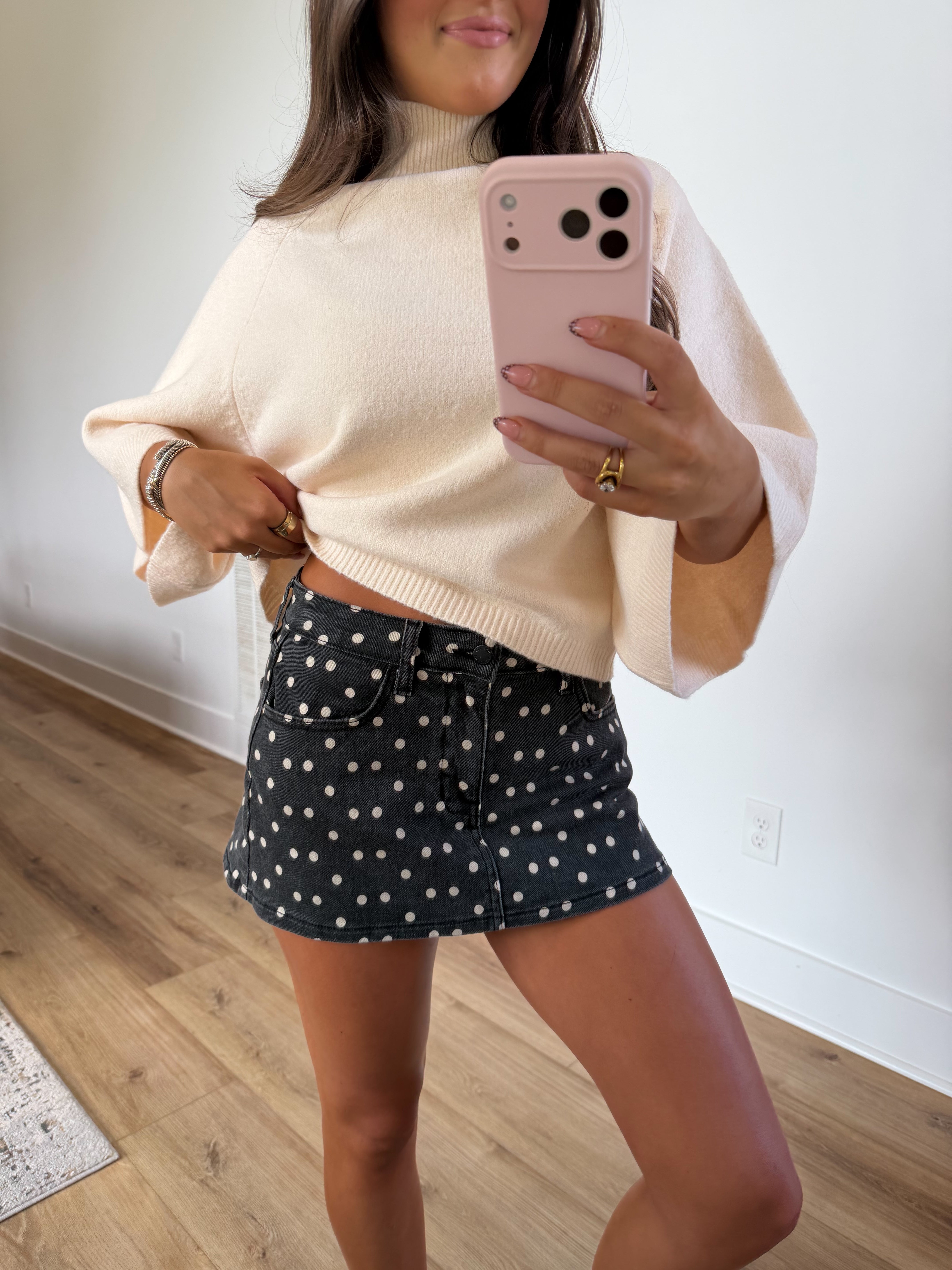 Denim Polka Dot Skort