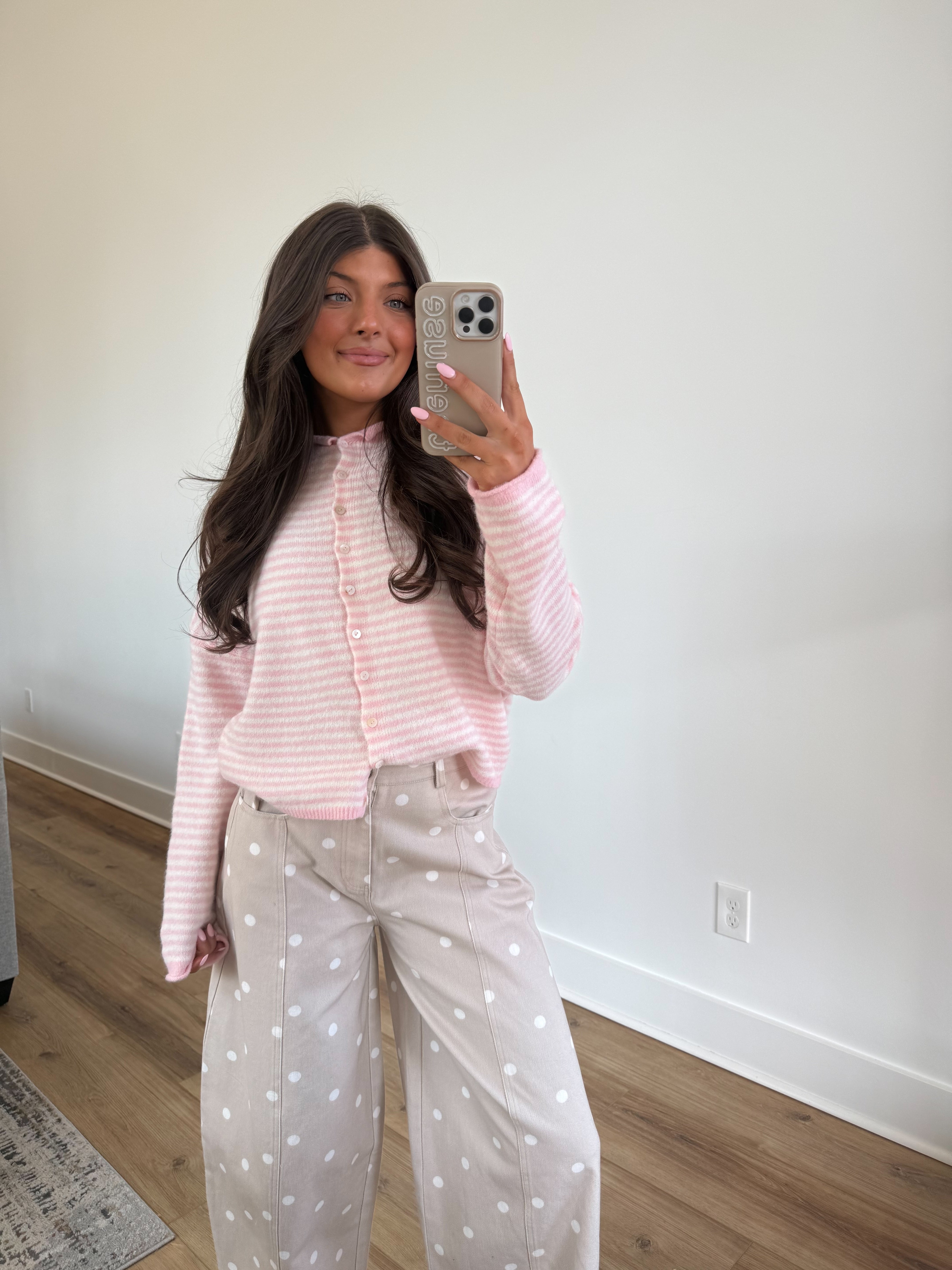 Best Dress Cardigan (Baby Pink Stripes)