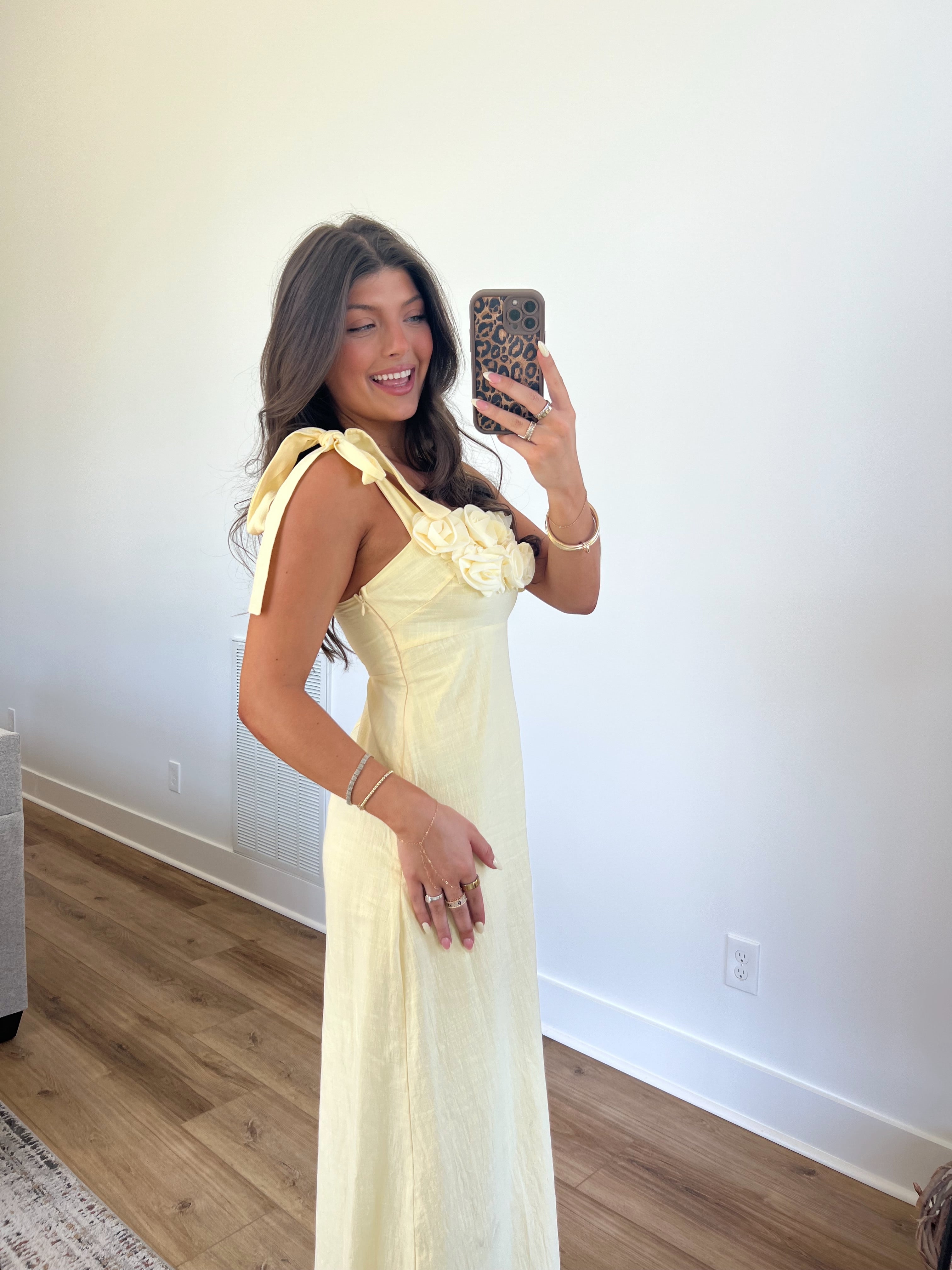 Daisy Bloom Midi Dress (Yellow)