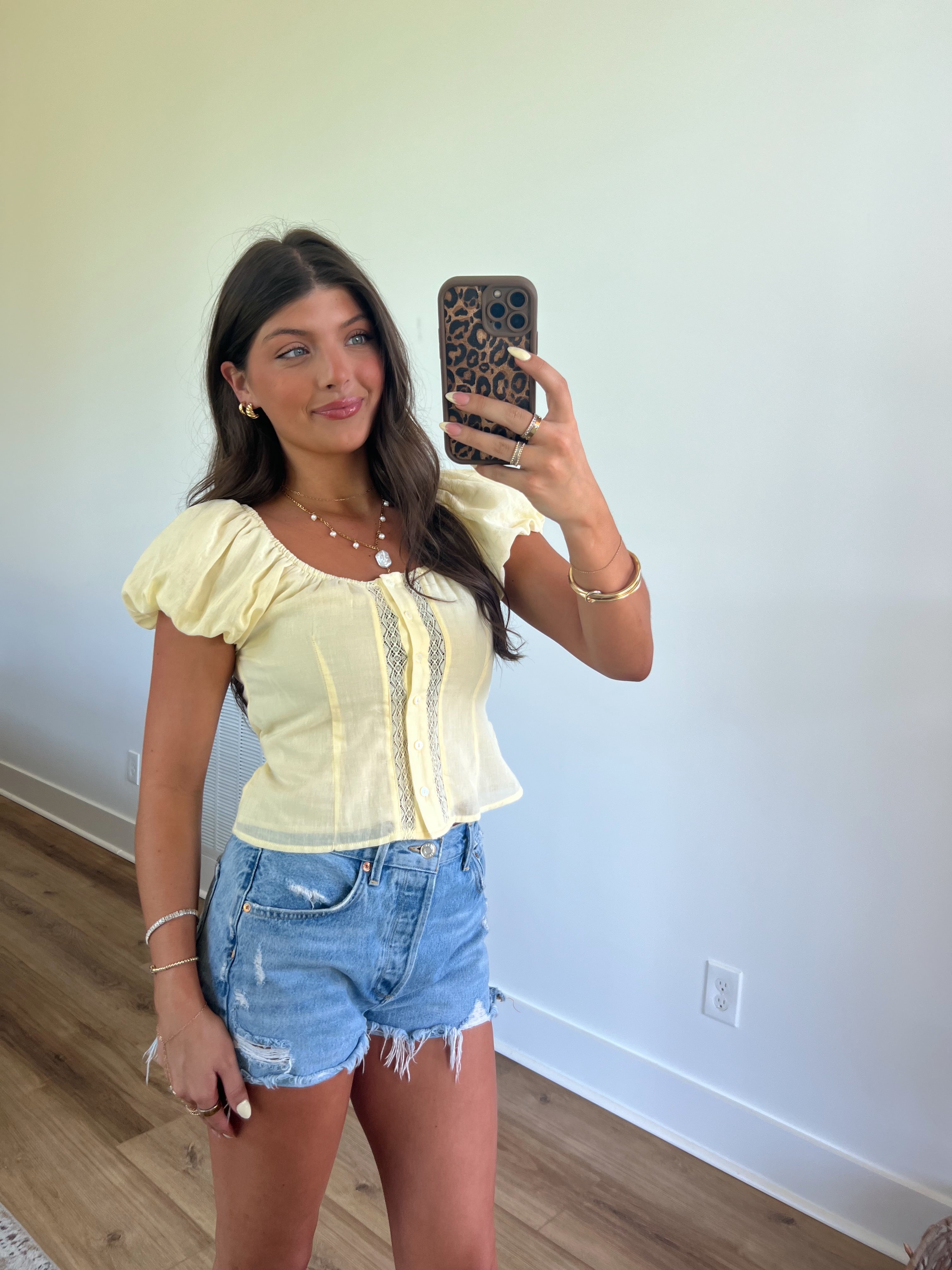 Sunshine Lace Trim Blouse