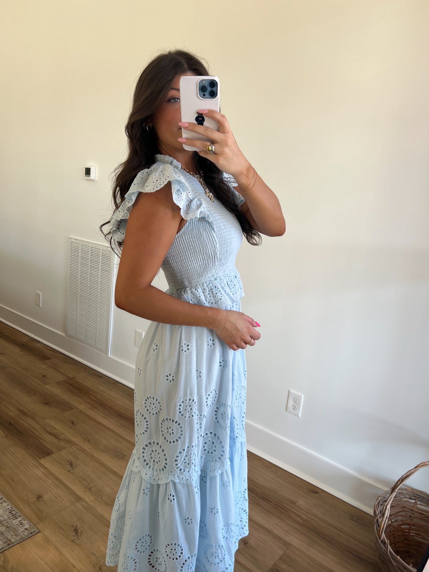 Blue Sky Eyelet Maxi Dress