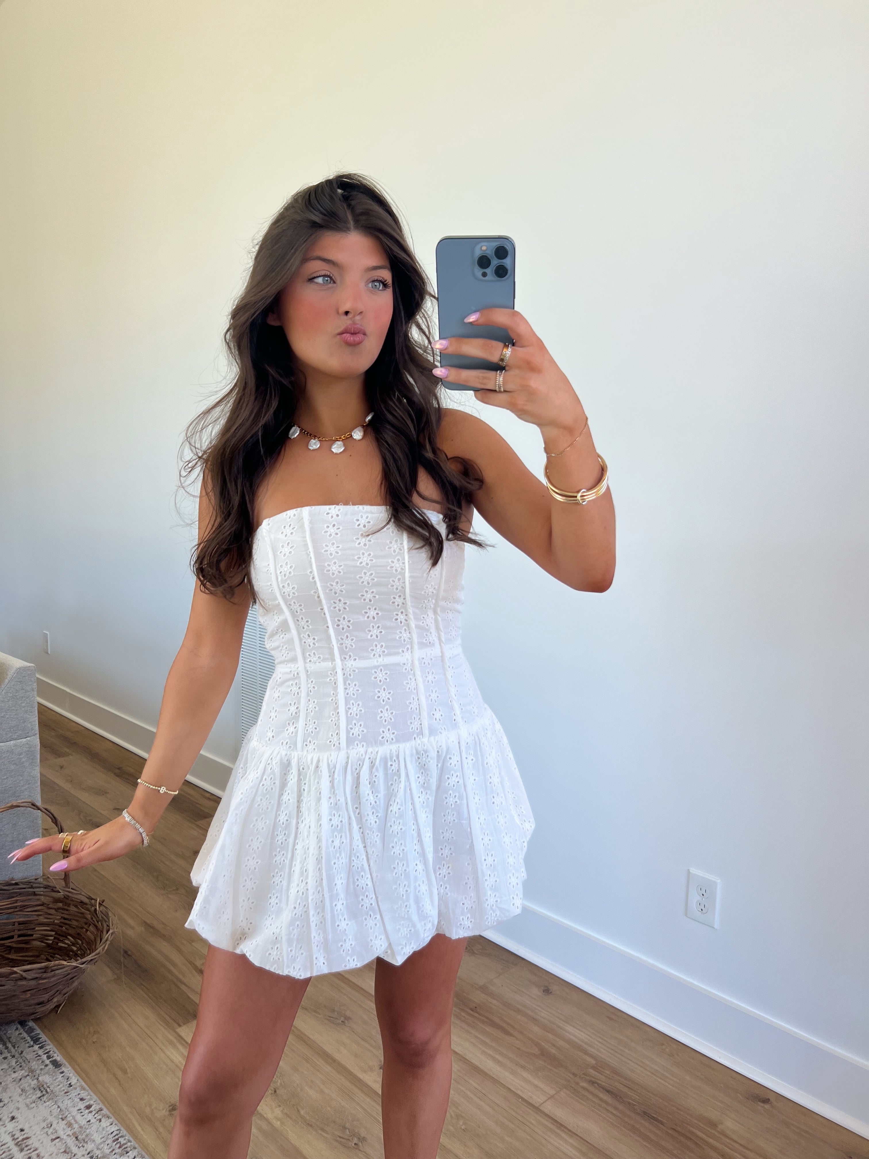 Classy Eyelet Mini Dress
