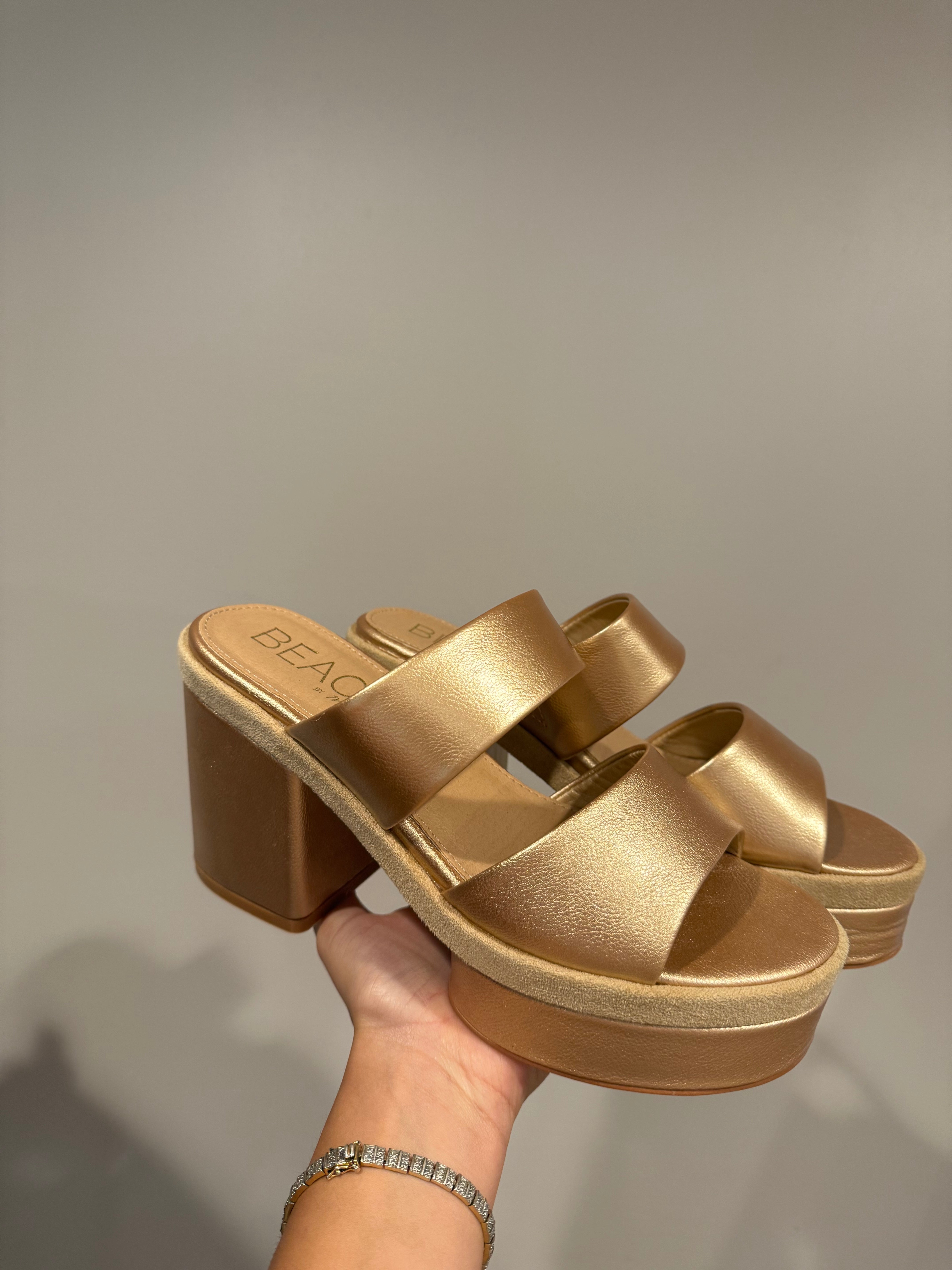 Golden Double Strap Heel