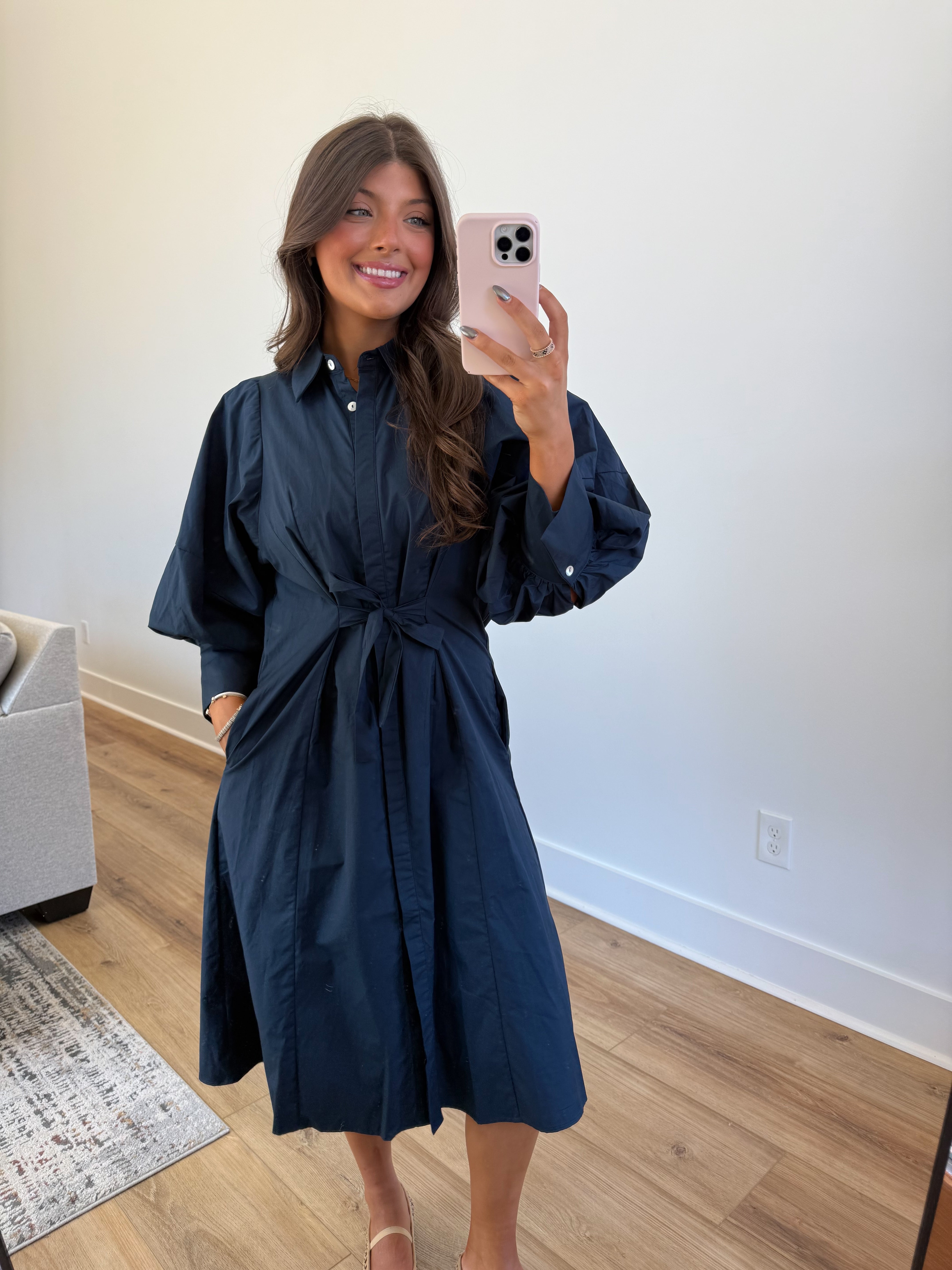 Sunday Morning Midi Dress (Navy)
