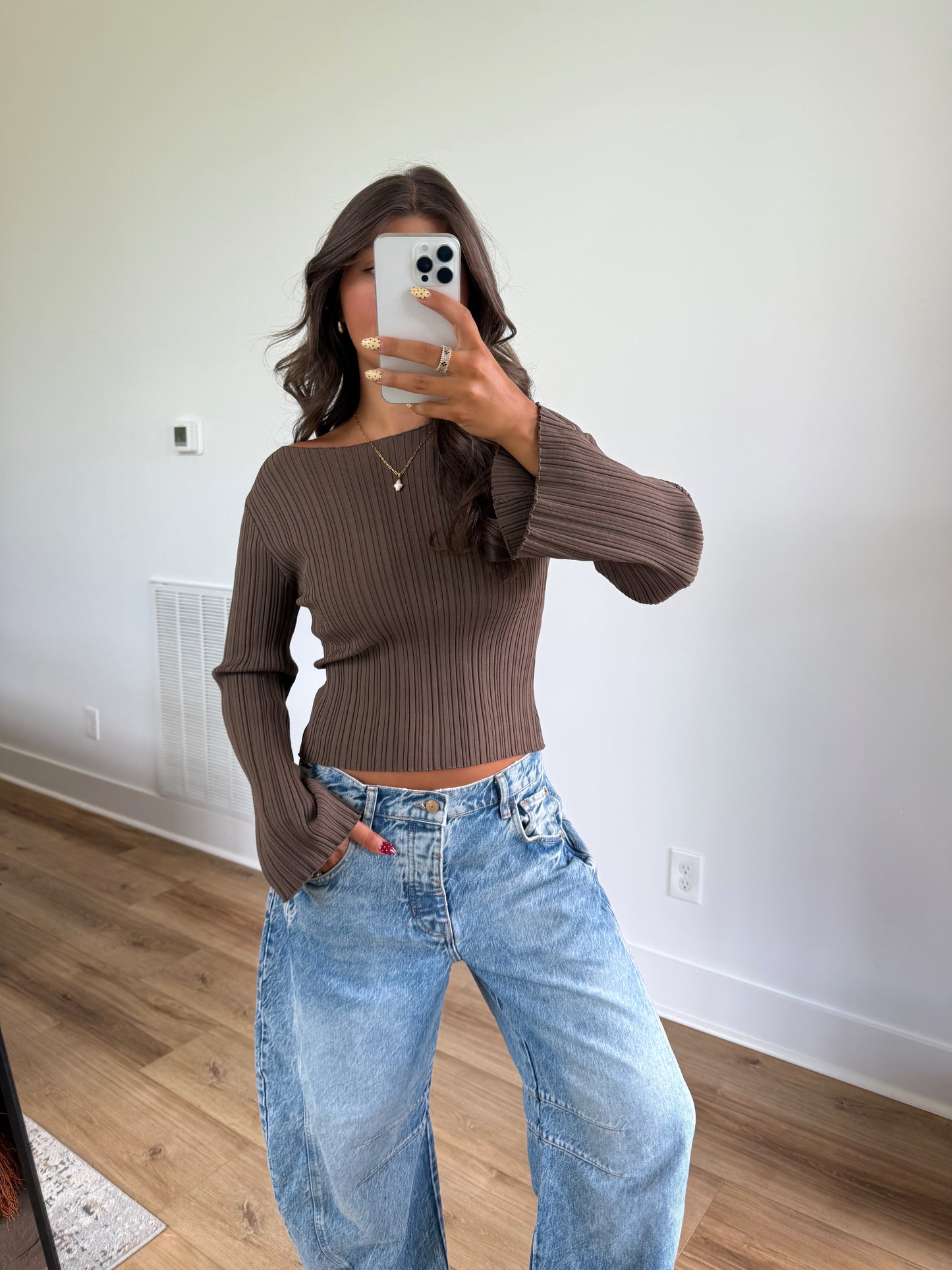 Chestnut Ribbed Top