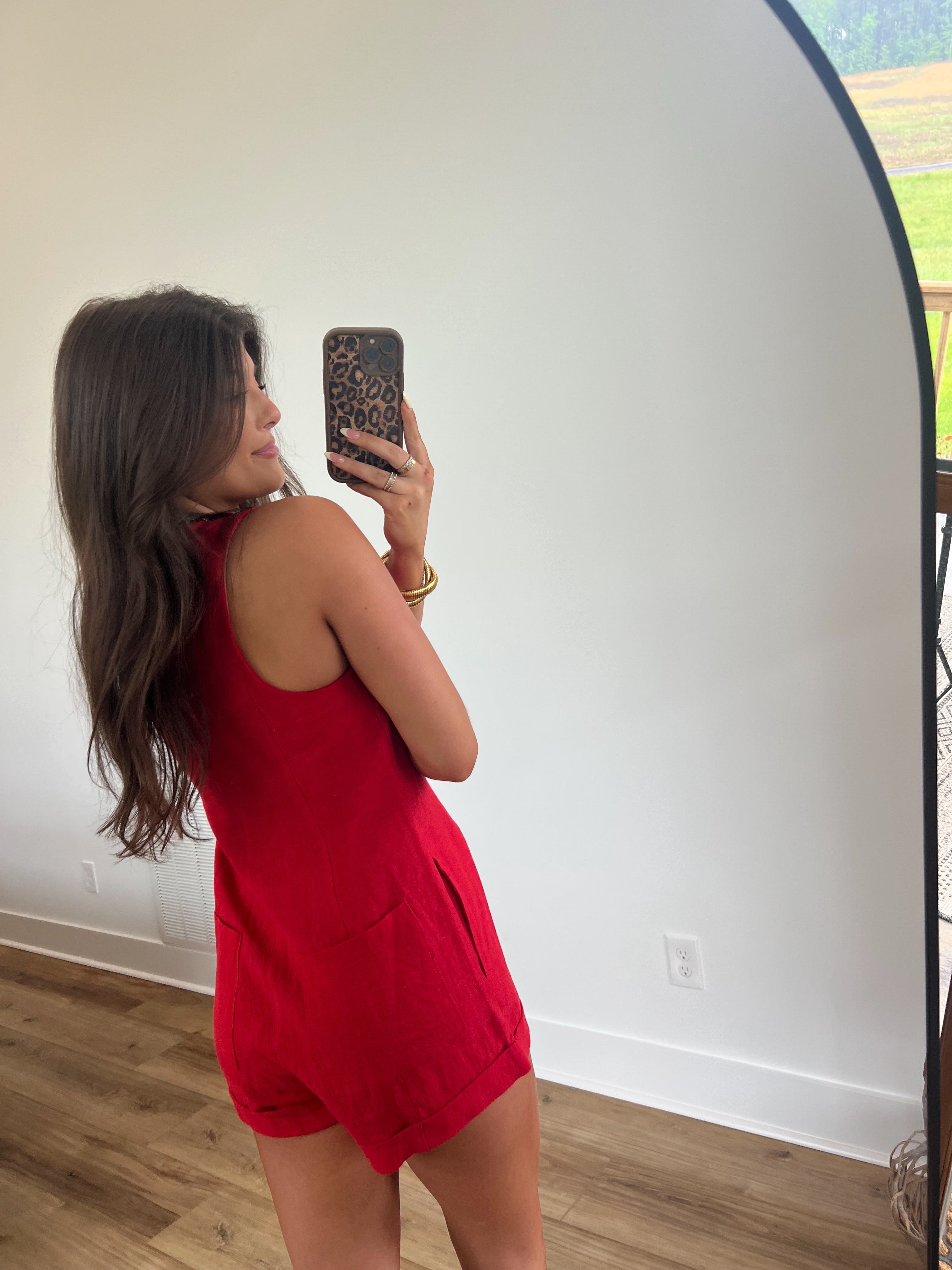 Elle Linen Romper (Red)