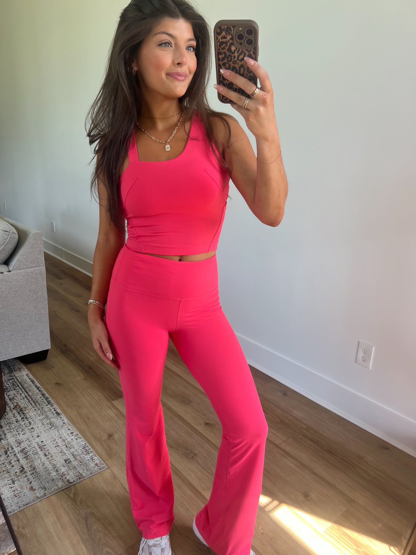 Flamingo Pink Flare Leggings Set