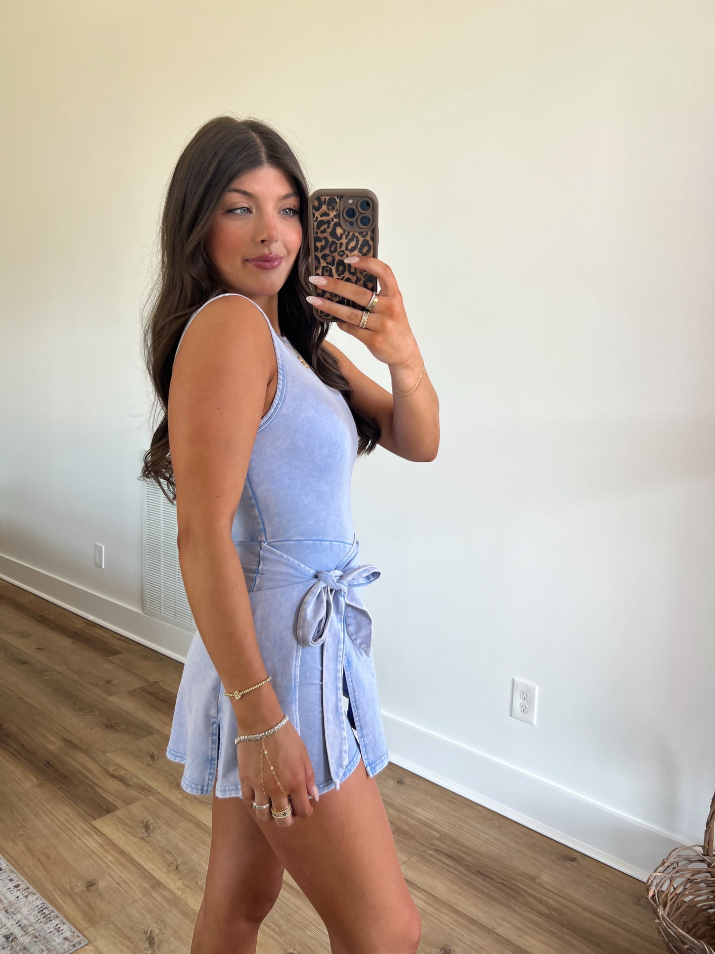 Mineral Wash Blue Wrap Athletic Dress