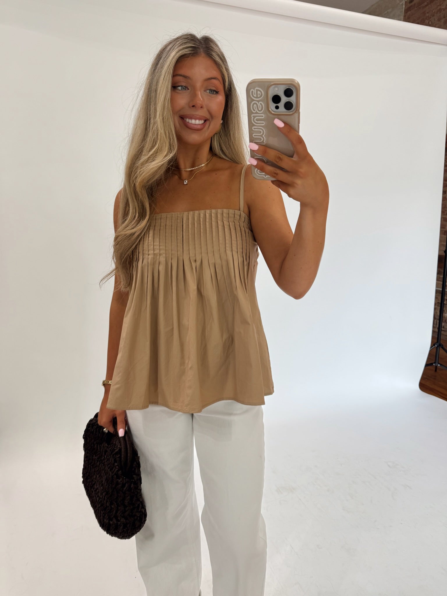 Sand Pleated Tank