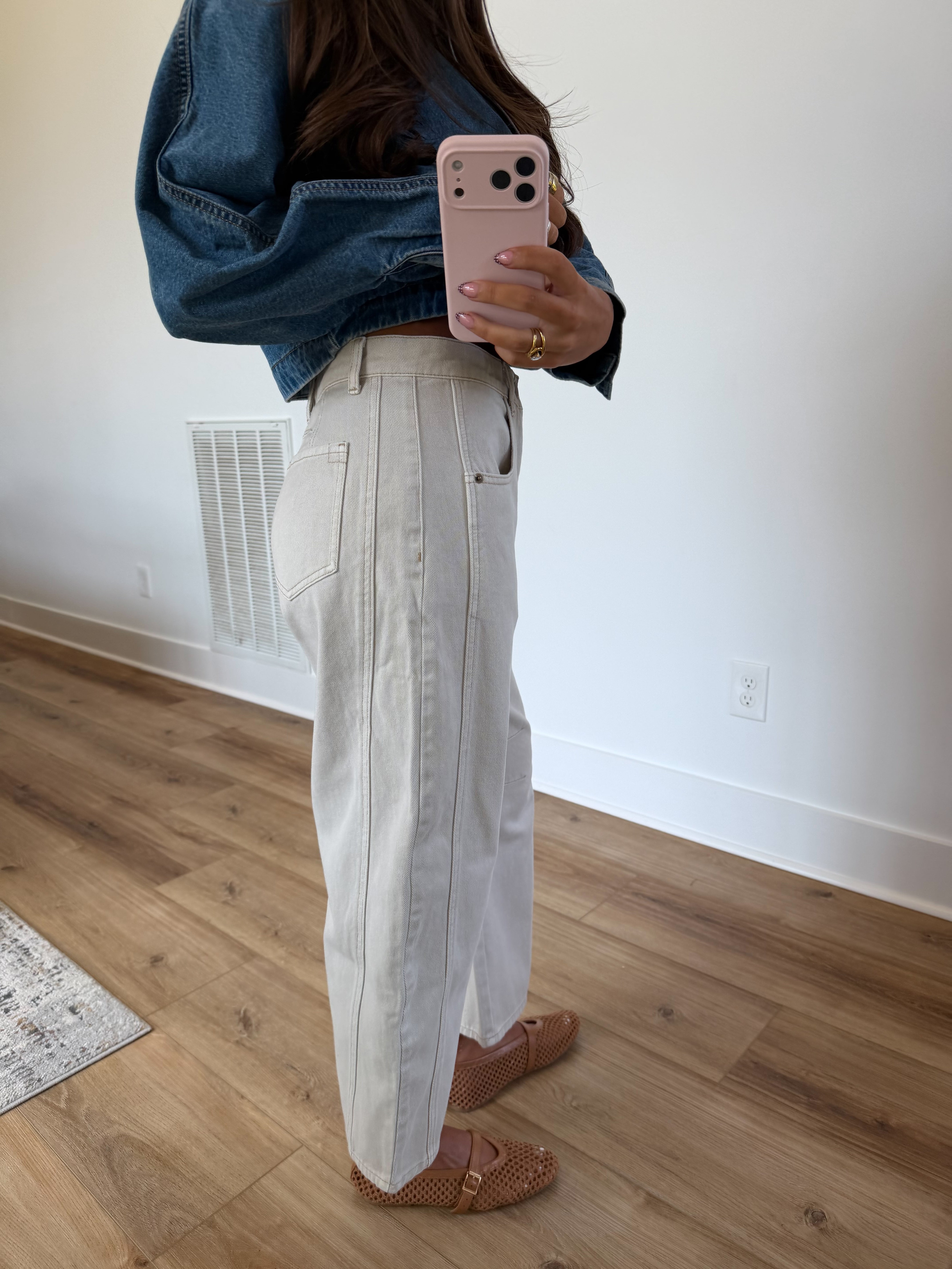 Ecru Barrel Jeans