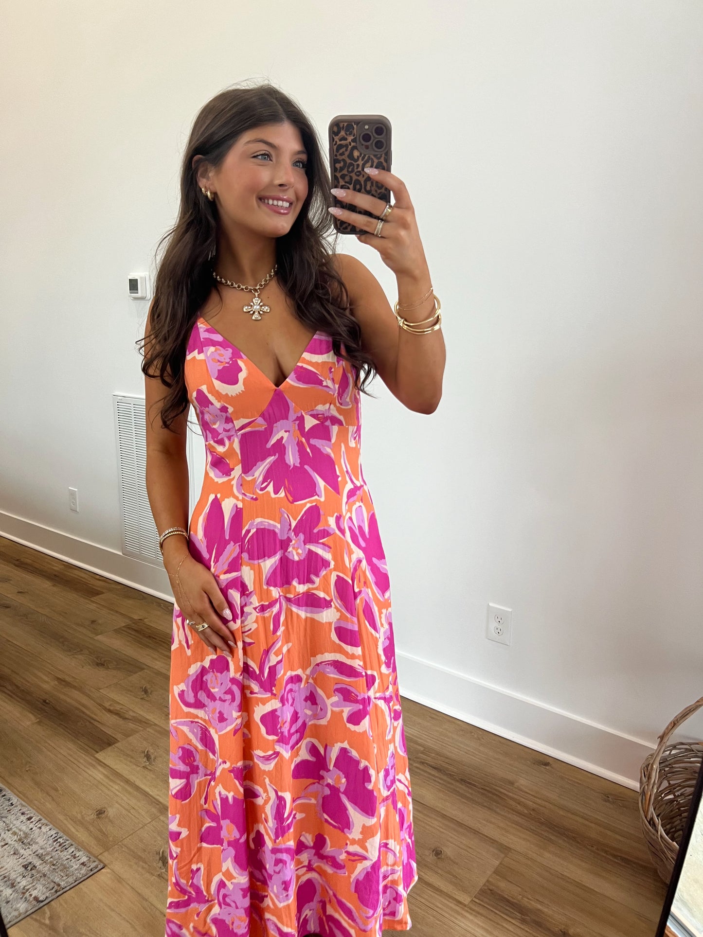 Tropical Open Back Maxi Dress