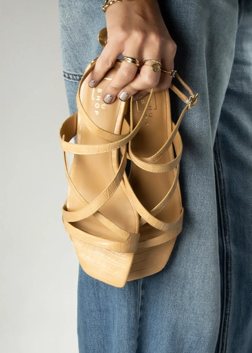 Camel Lace Up Sandal