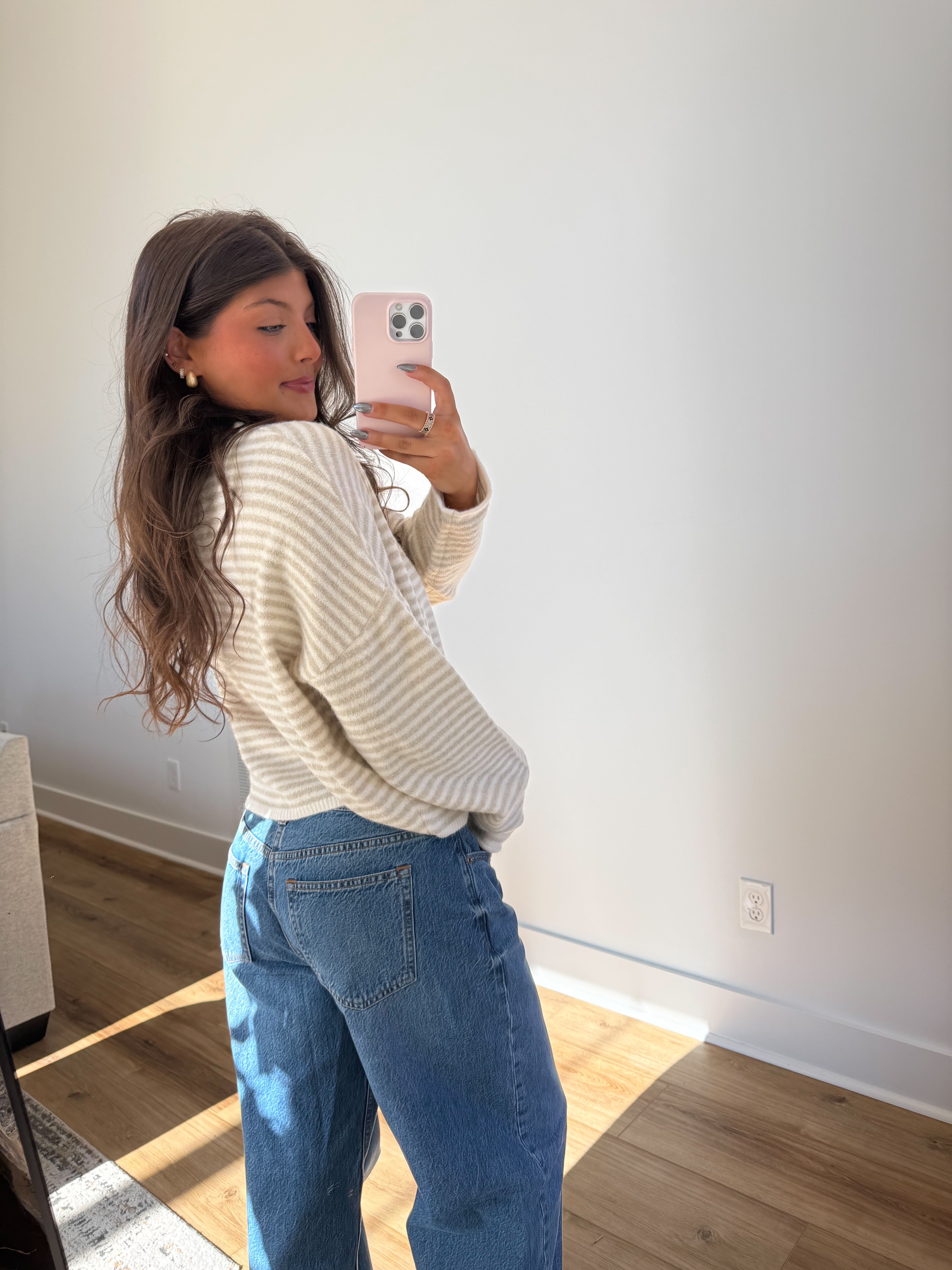 Best Dress Cardigan (Cream Stripes)