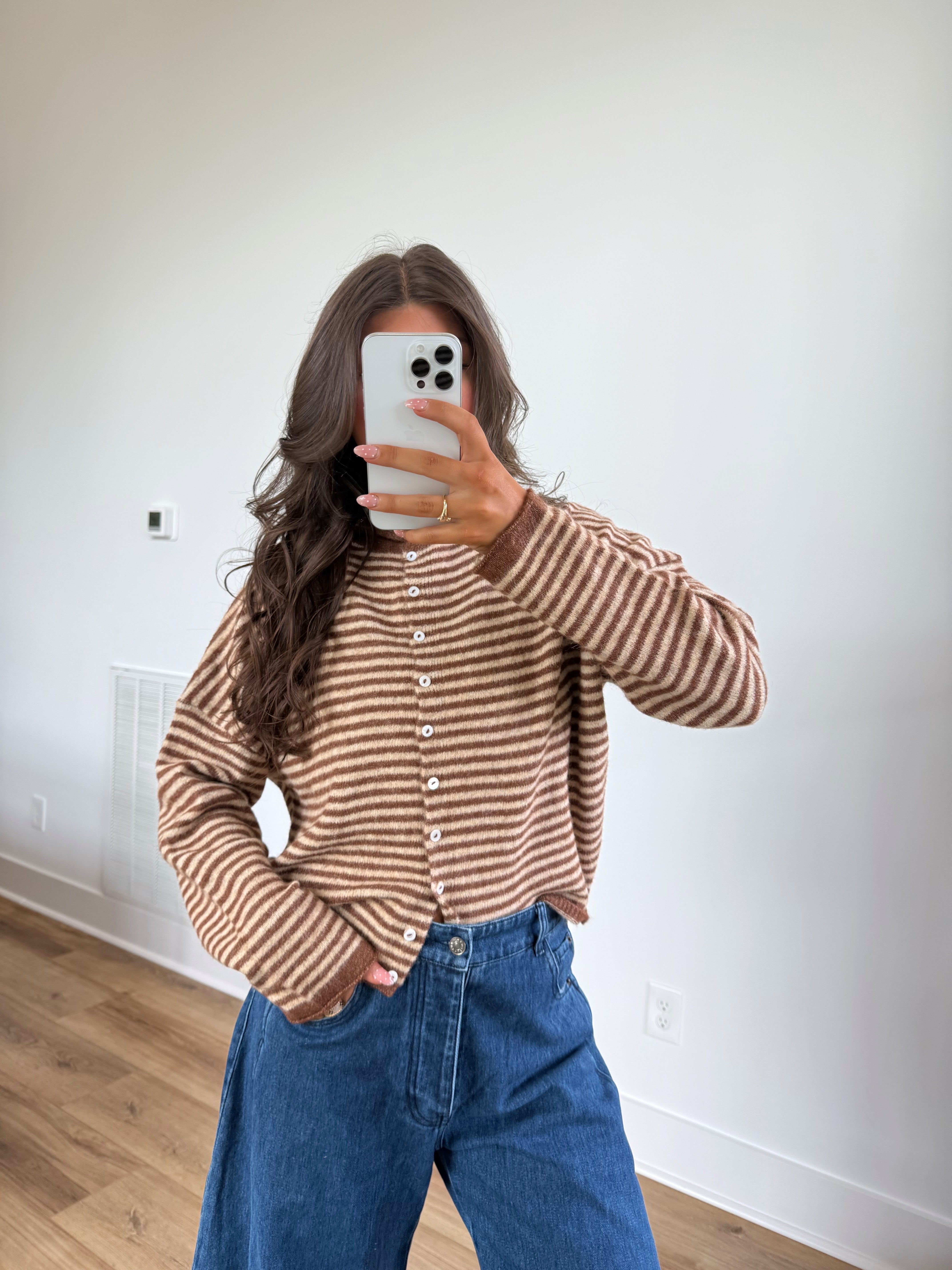 Best Dress Cardigan (Brown Stripes)