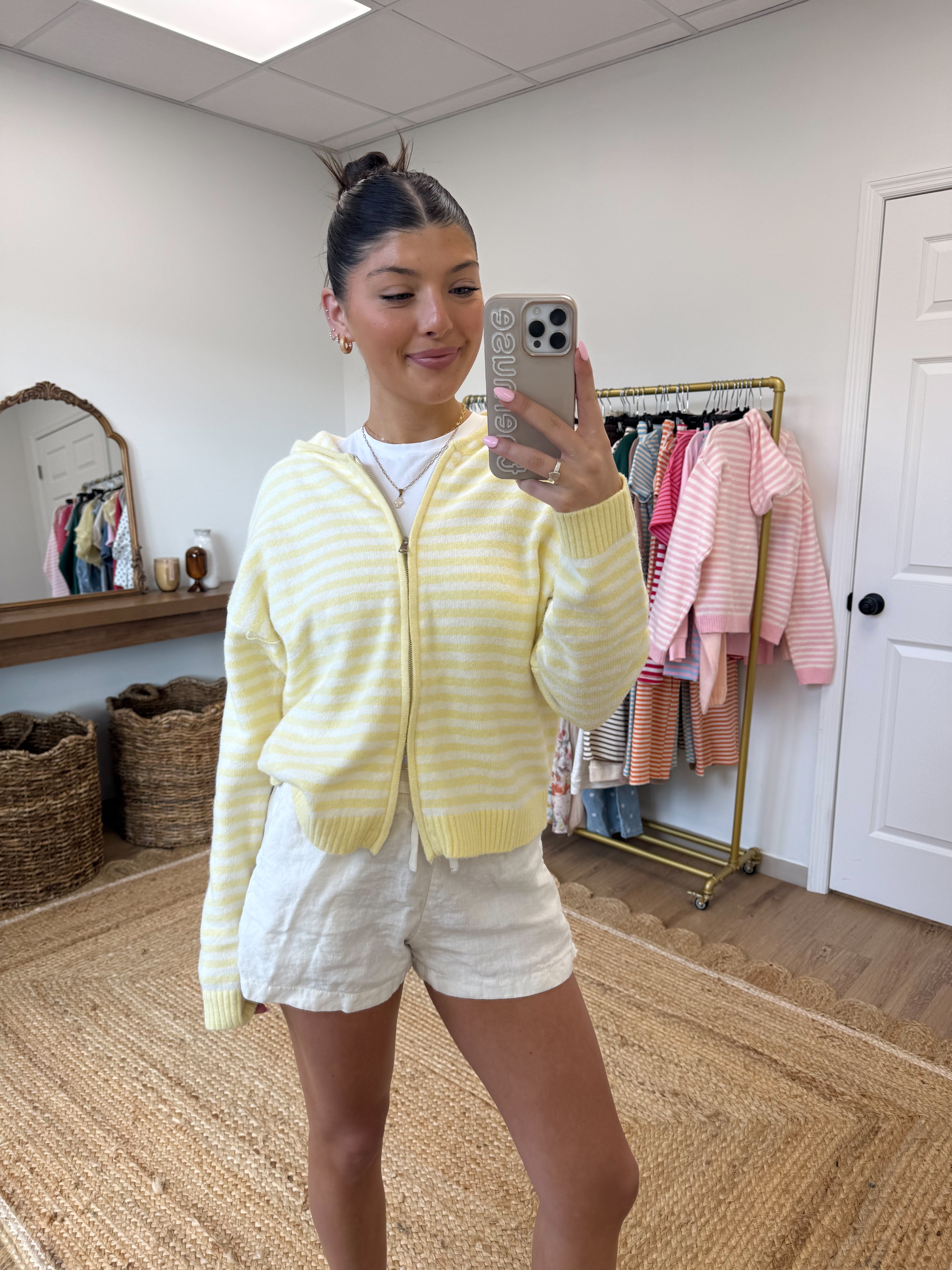 The Maddy Stripe Zip Up (Yellow)