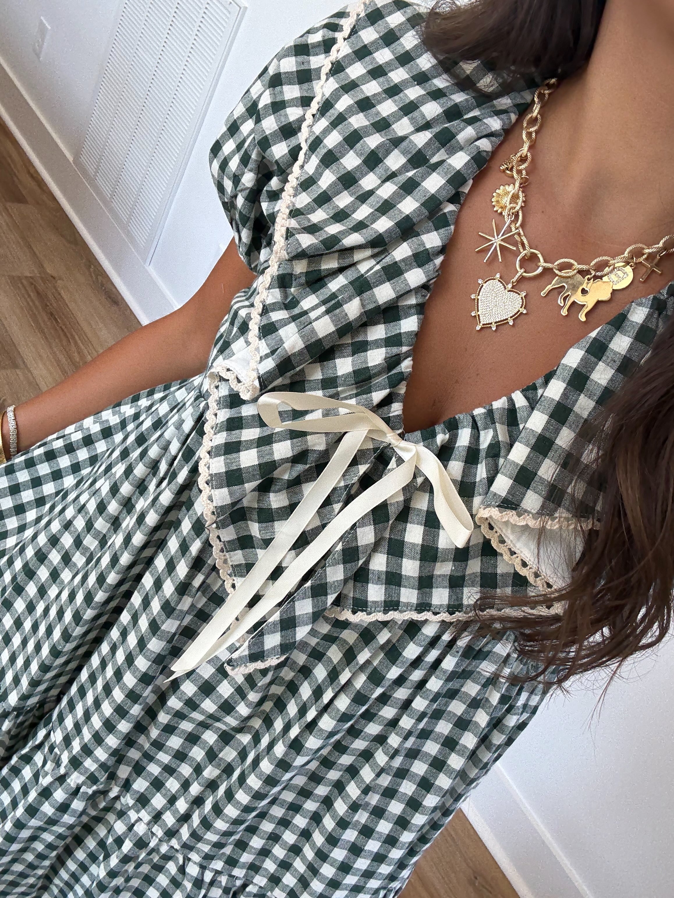 Evergreen Gingham Mini Dress