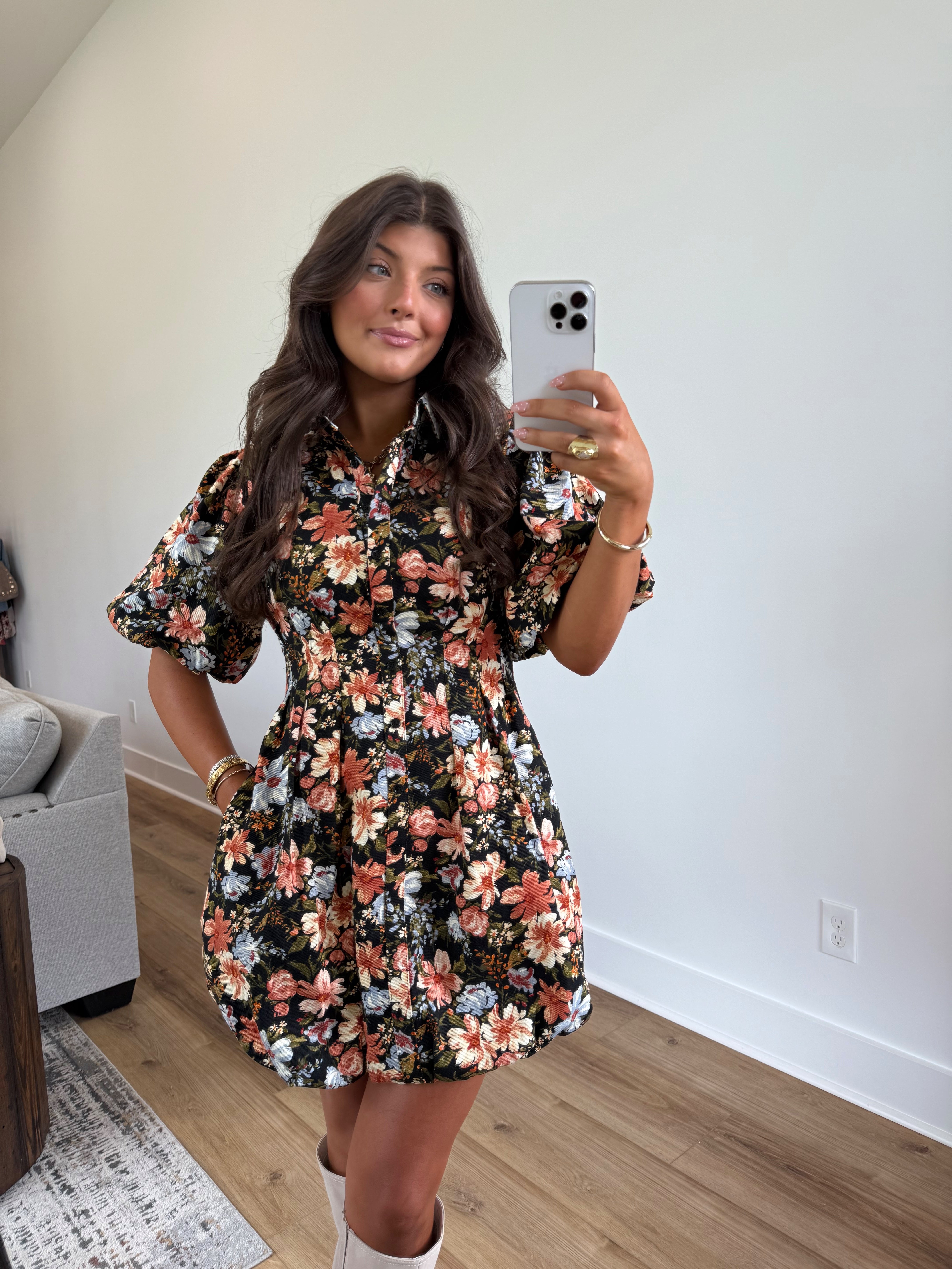 Dela Fall Flowers Bubble Dress