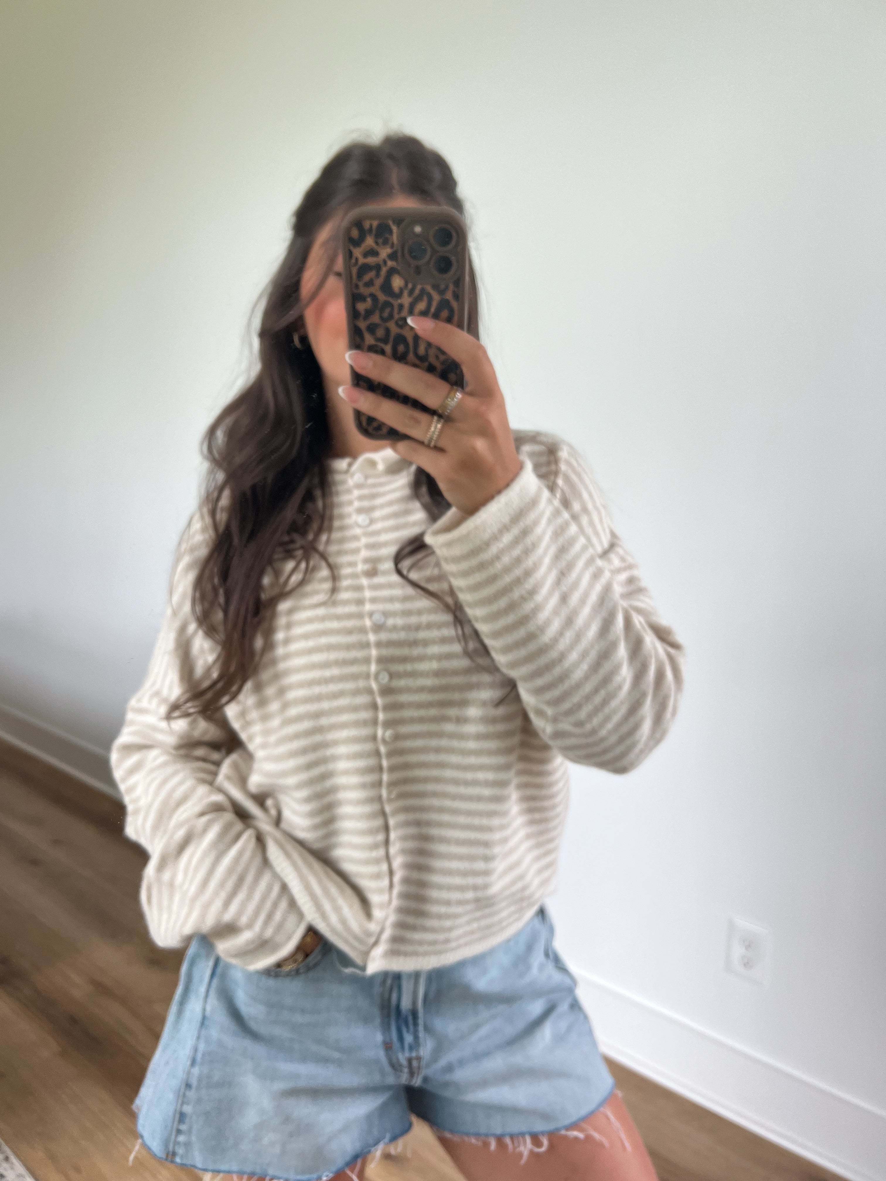 Best Dress Cardigan (Tan Stripes)