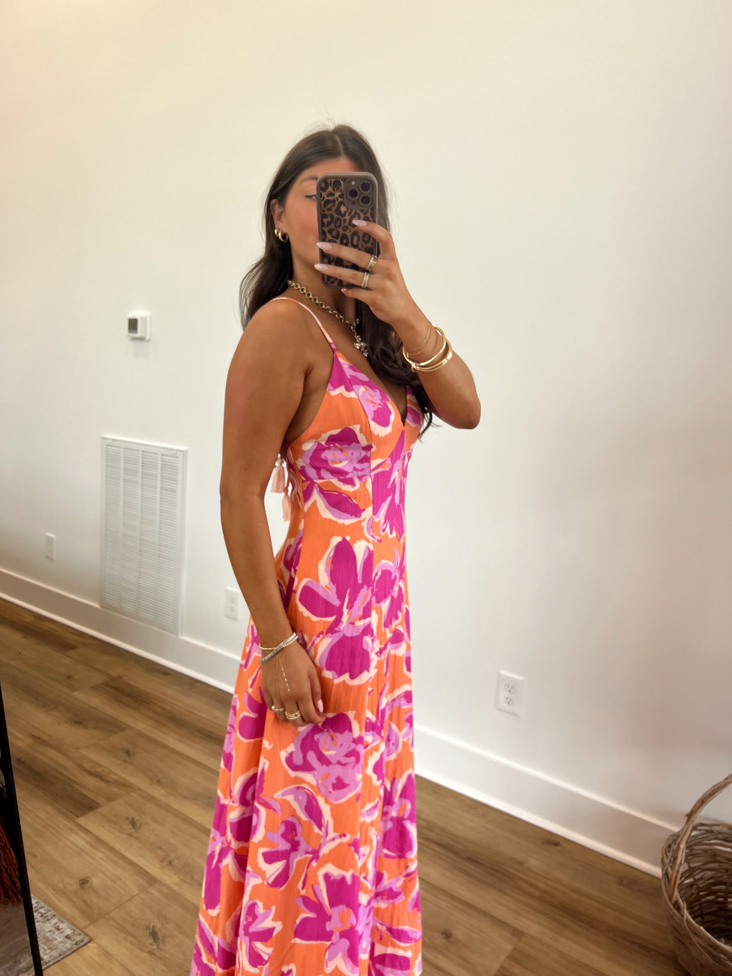 Tropical Open Back Maxi Dress