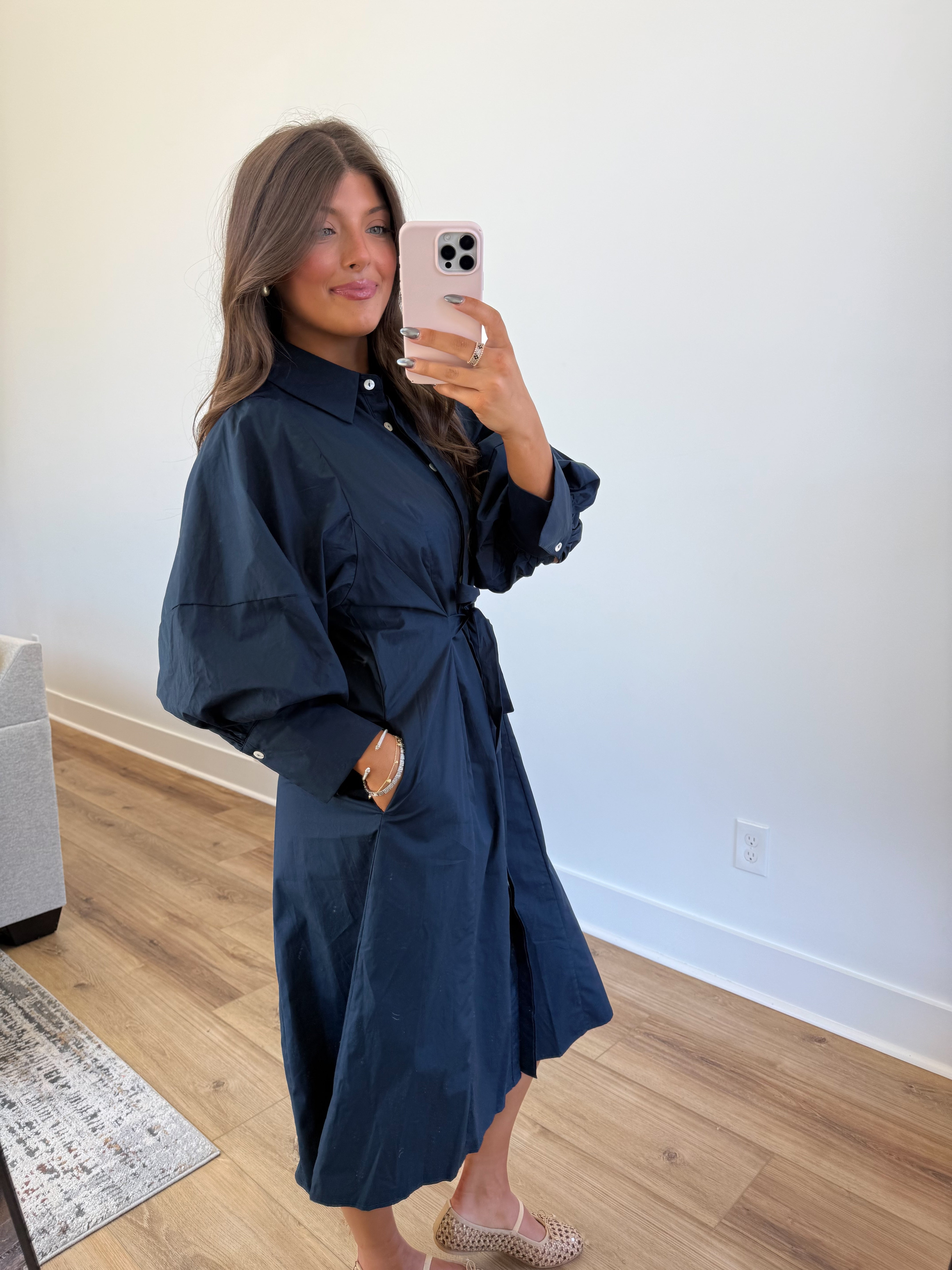 Sunday Morning Midi Dress (Navy)
