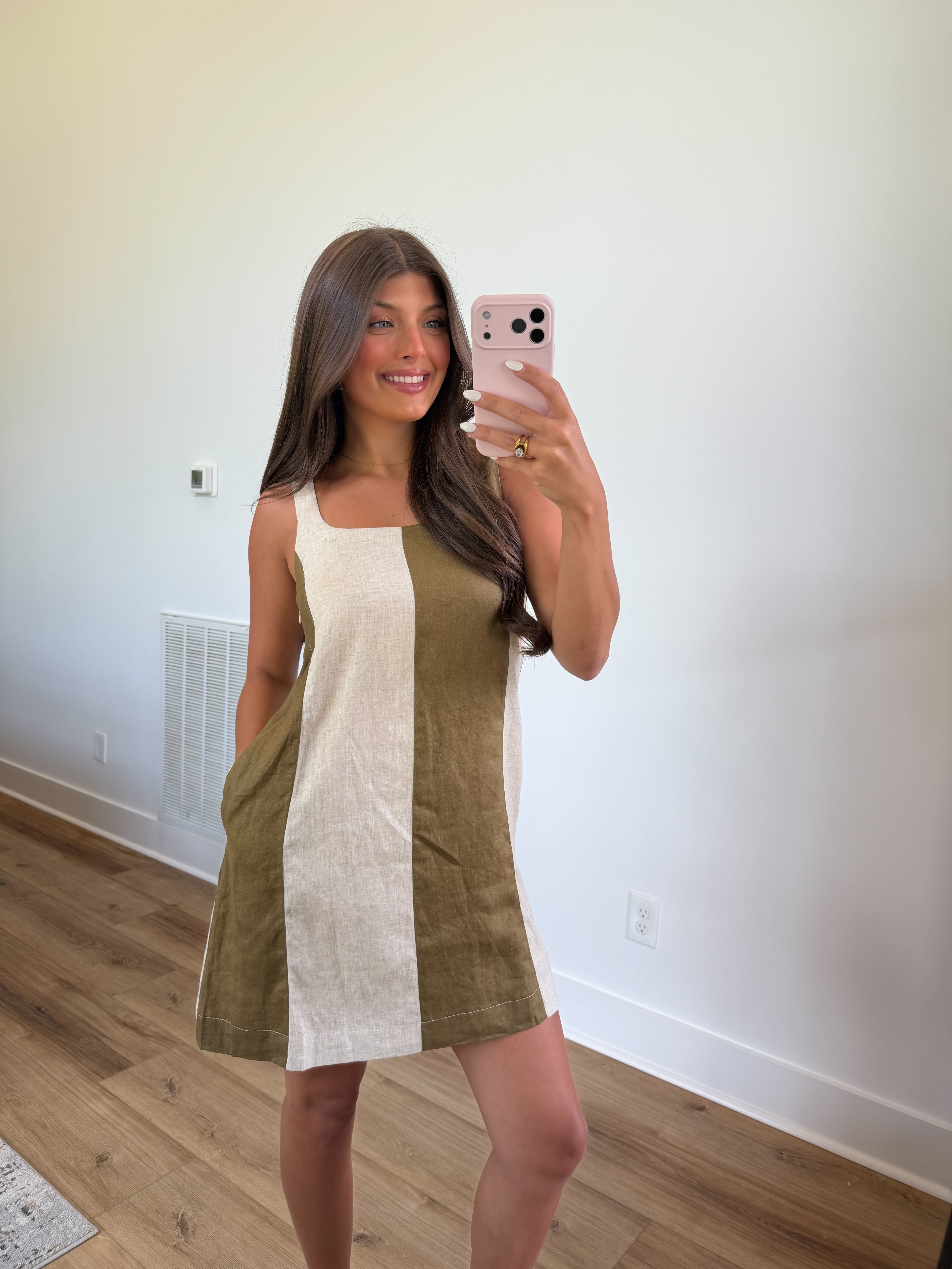 Nuetral Stripes Mini Dress