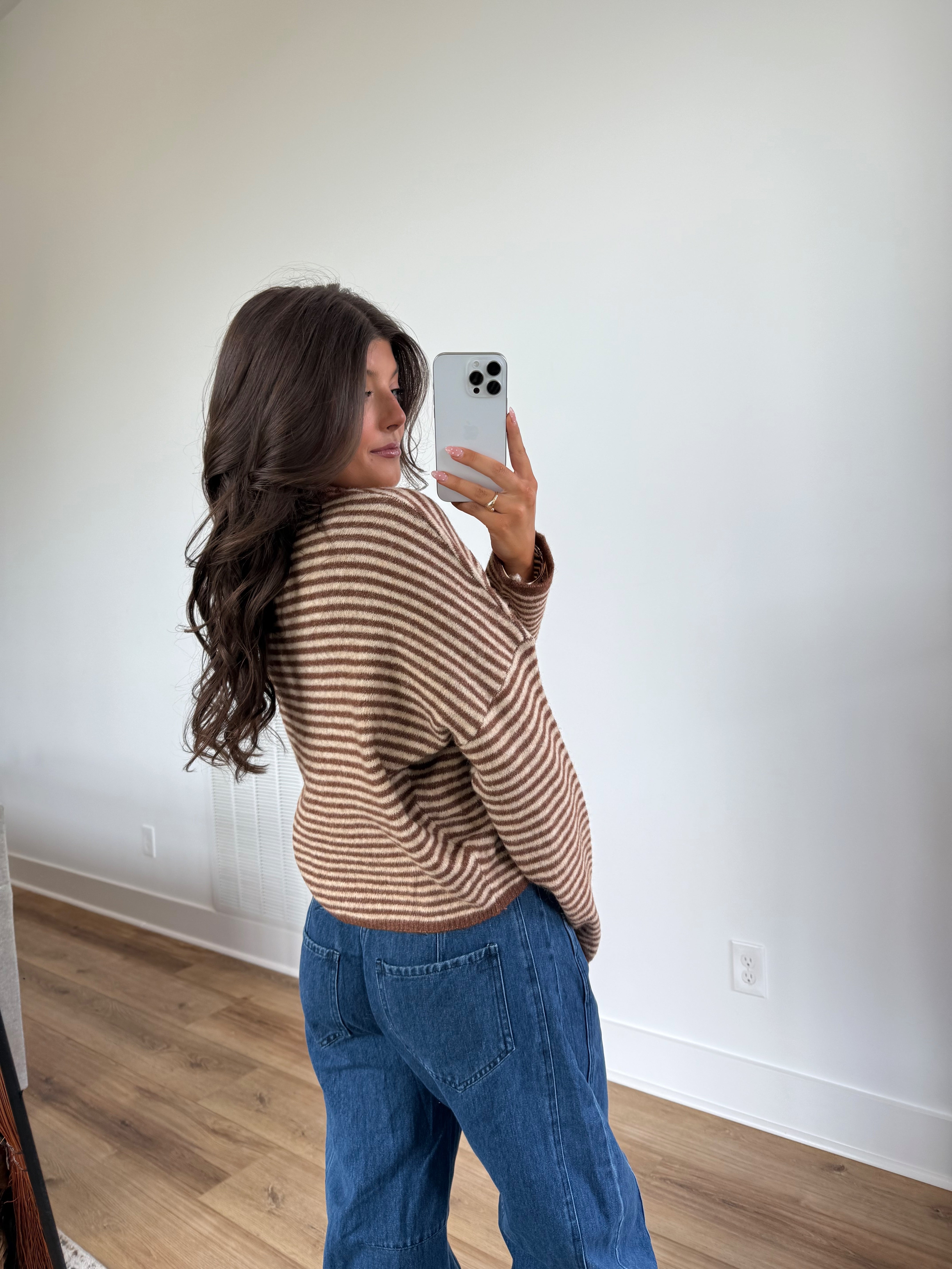 Best Dress Cardigan (Brown Stripes)