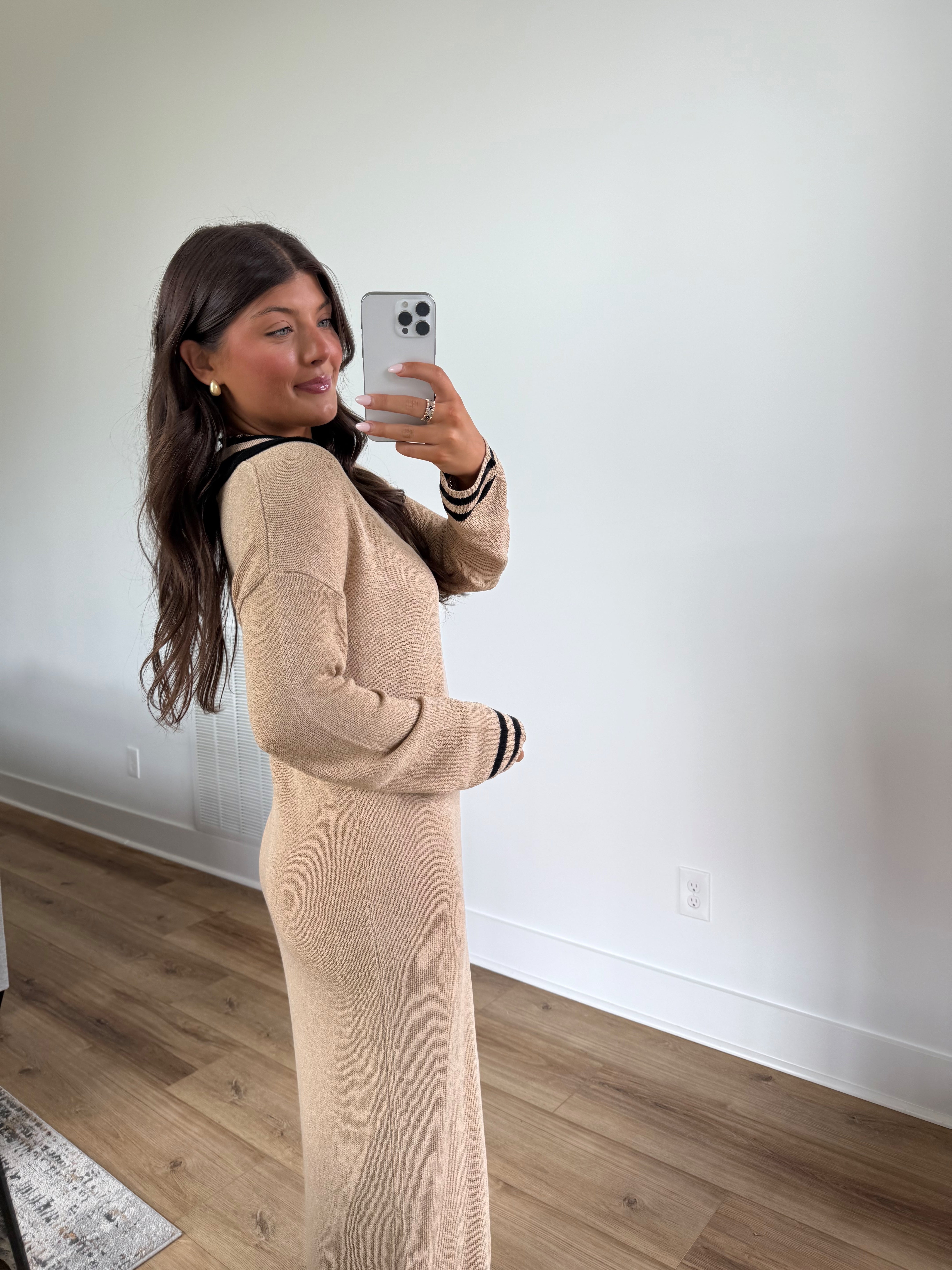 Long Sleeve Polo Sweater Dress