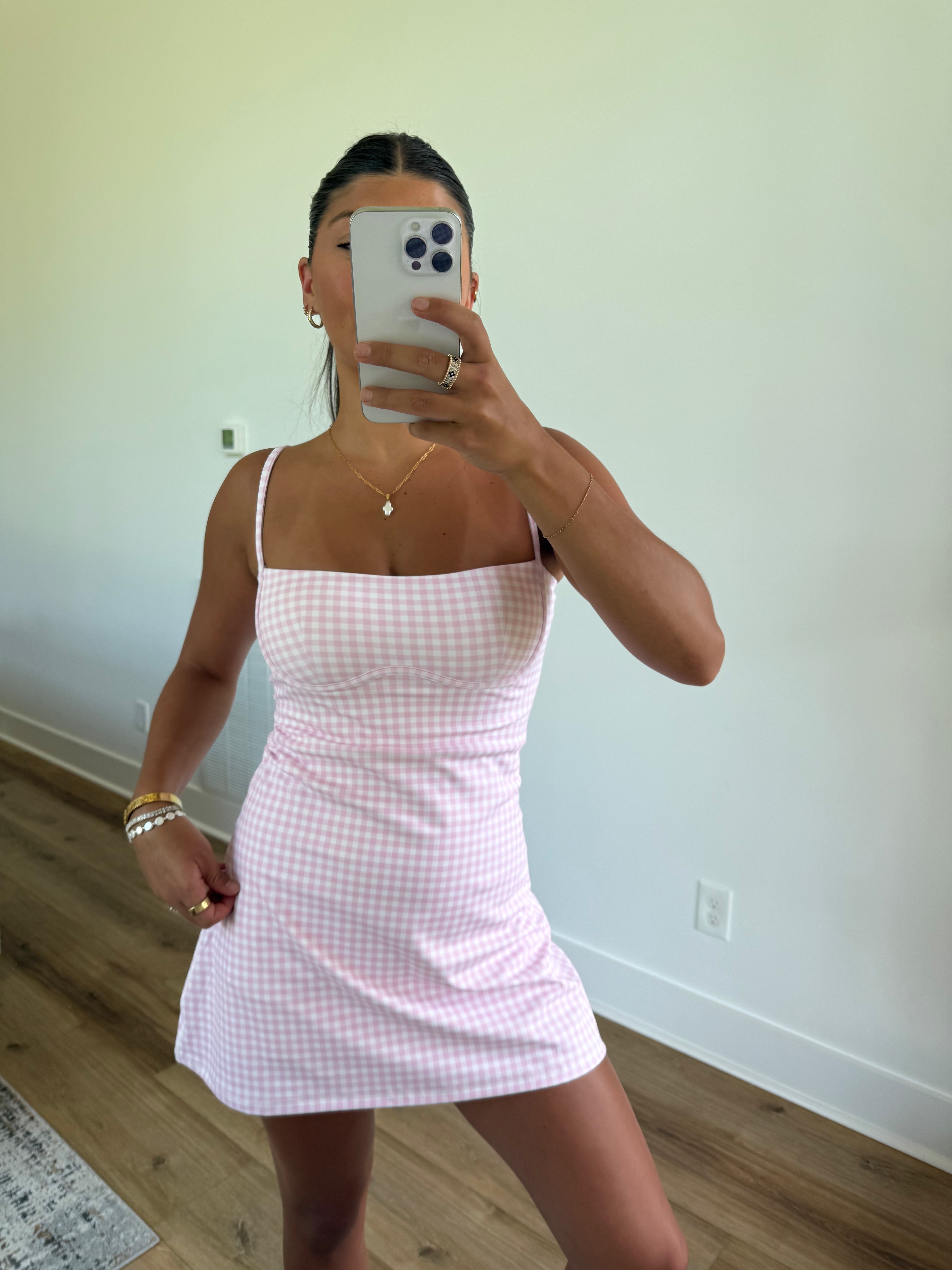Pink Gingham Sweetheart Dress