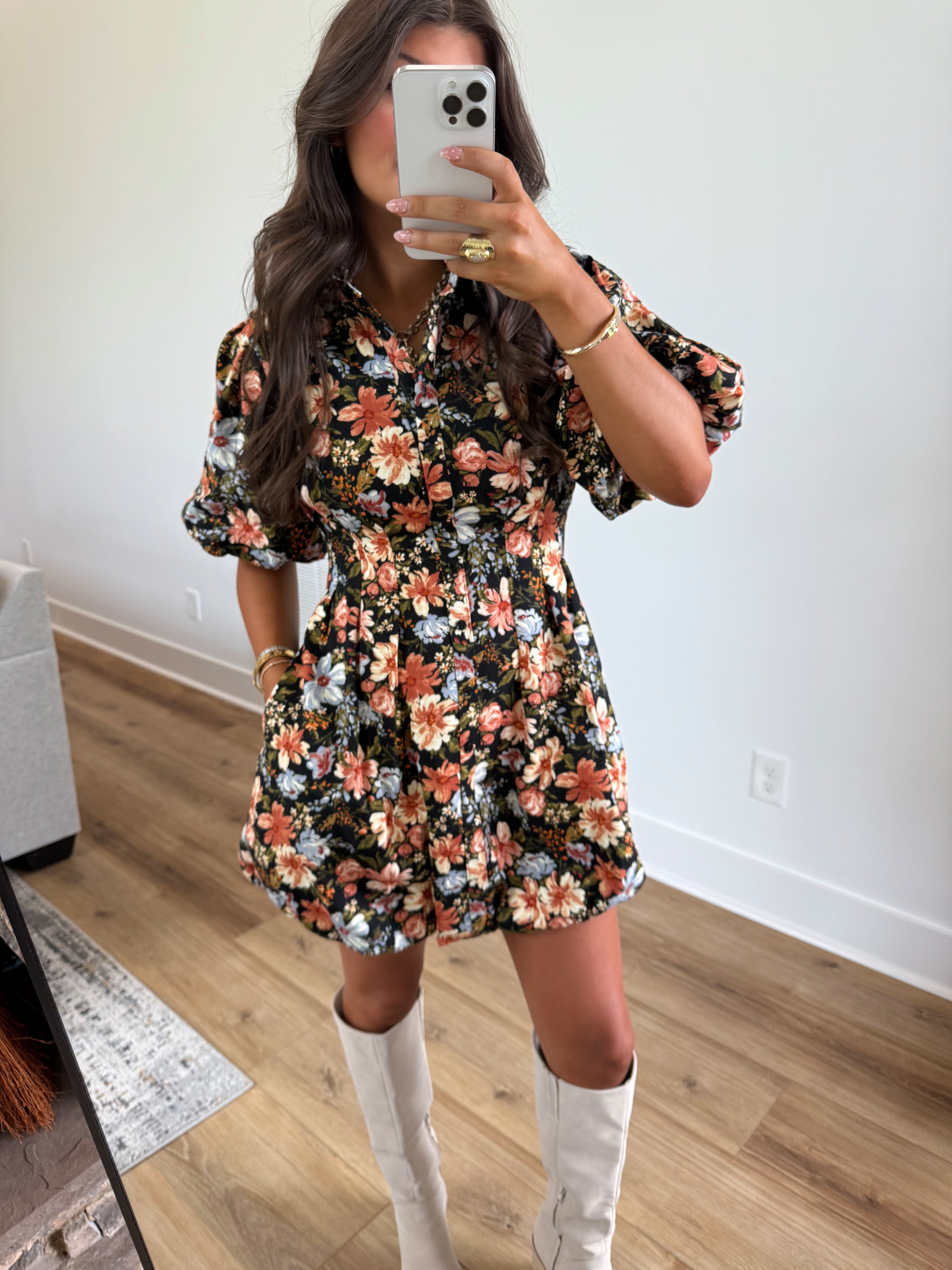 Dela Fall Flowers Bubble Dress