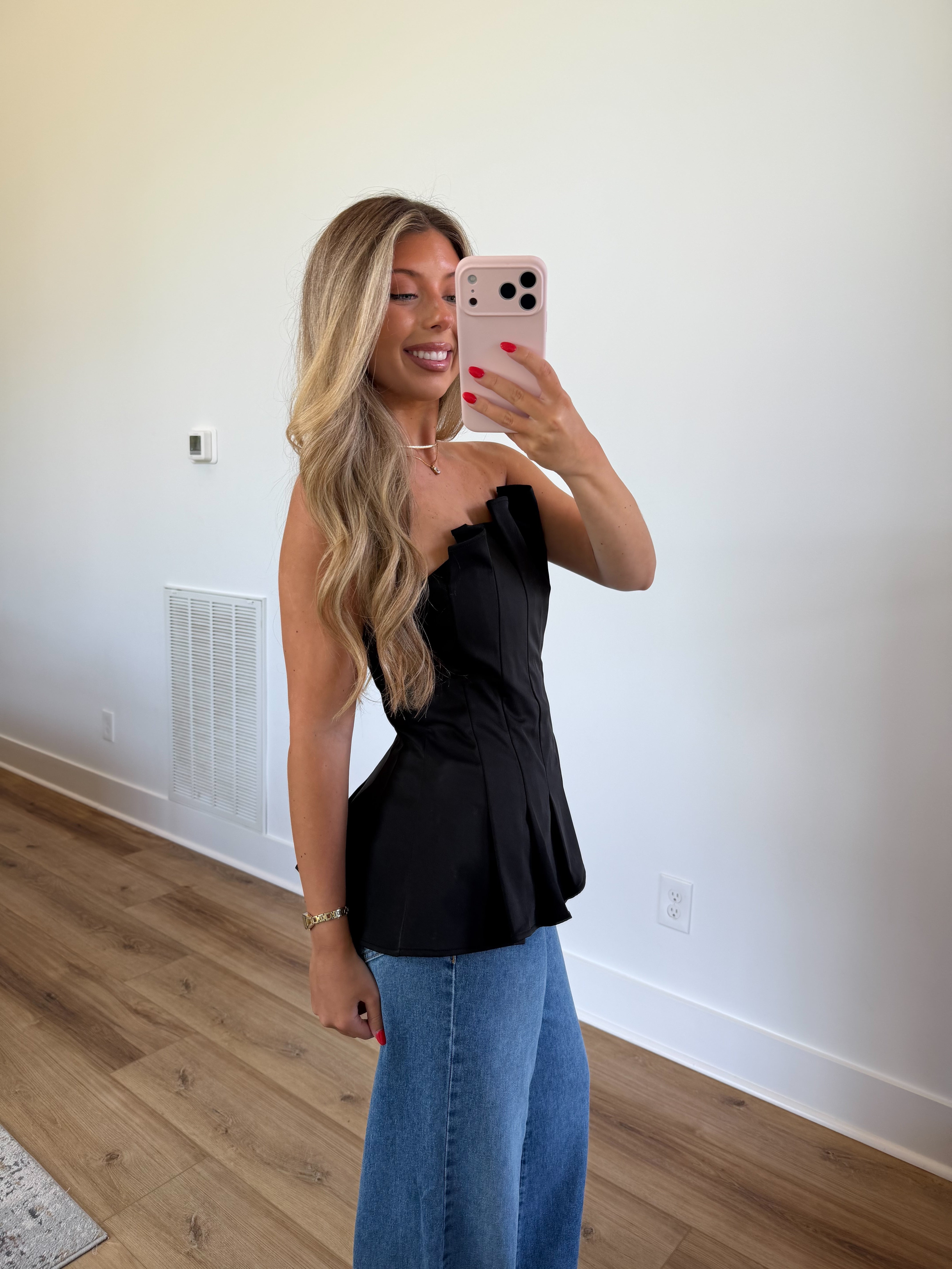 Chic Pleated Top (Black)