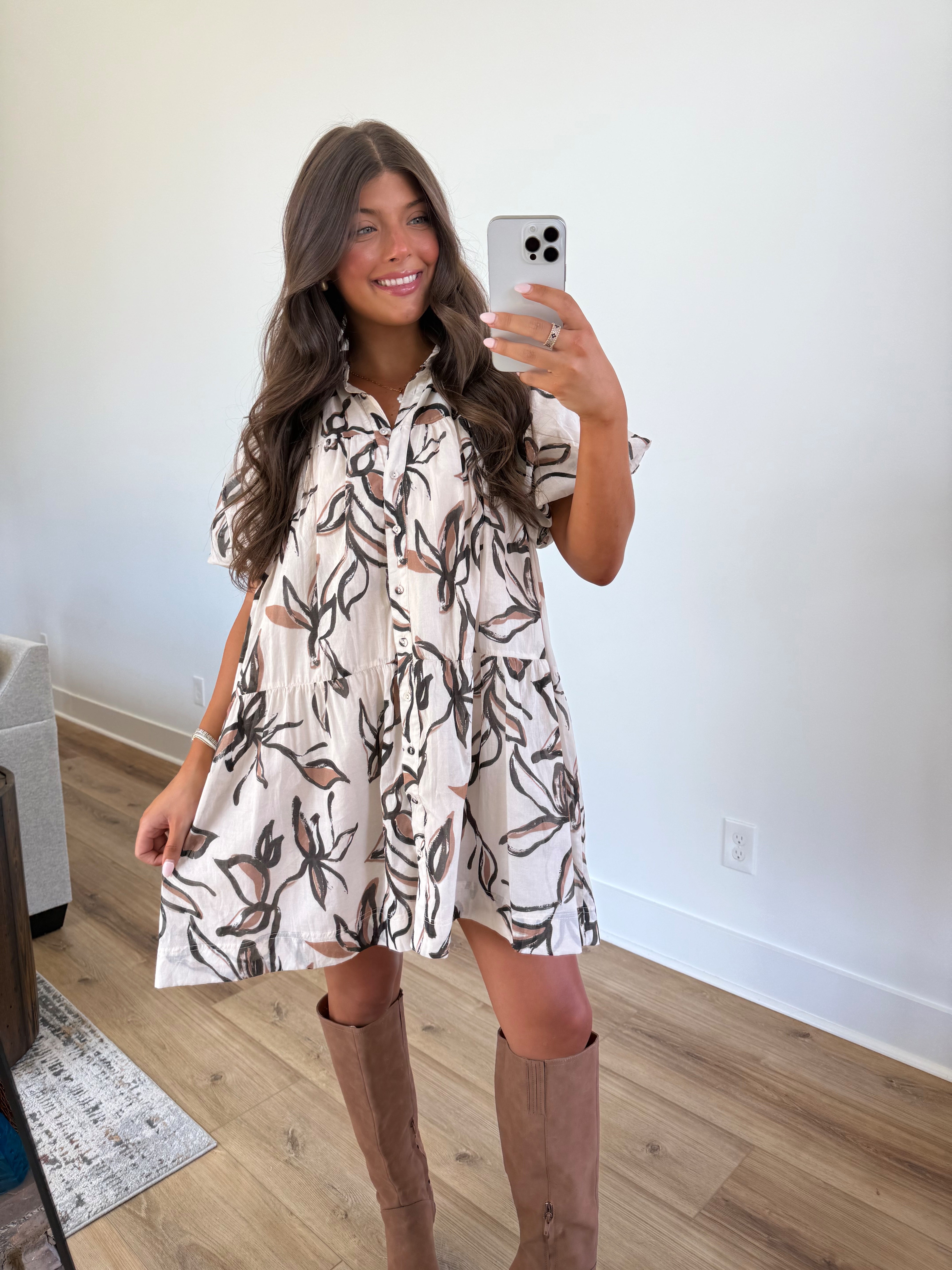 Cinnamon Leafs Mini Dress