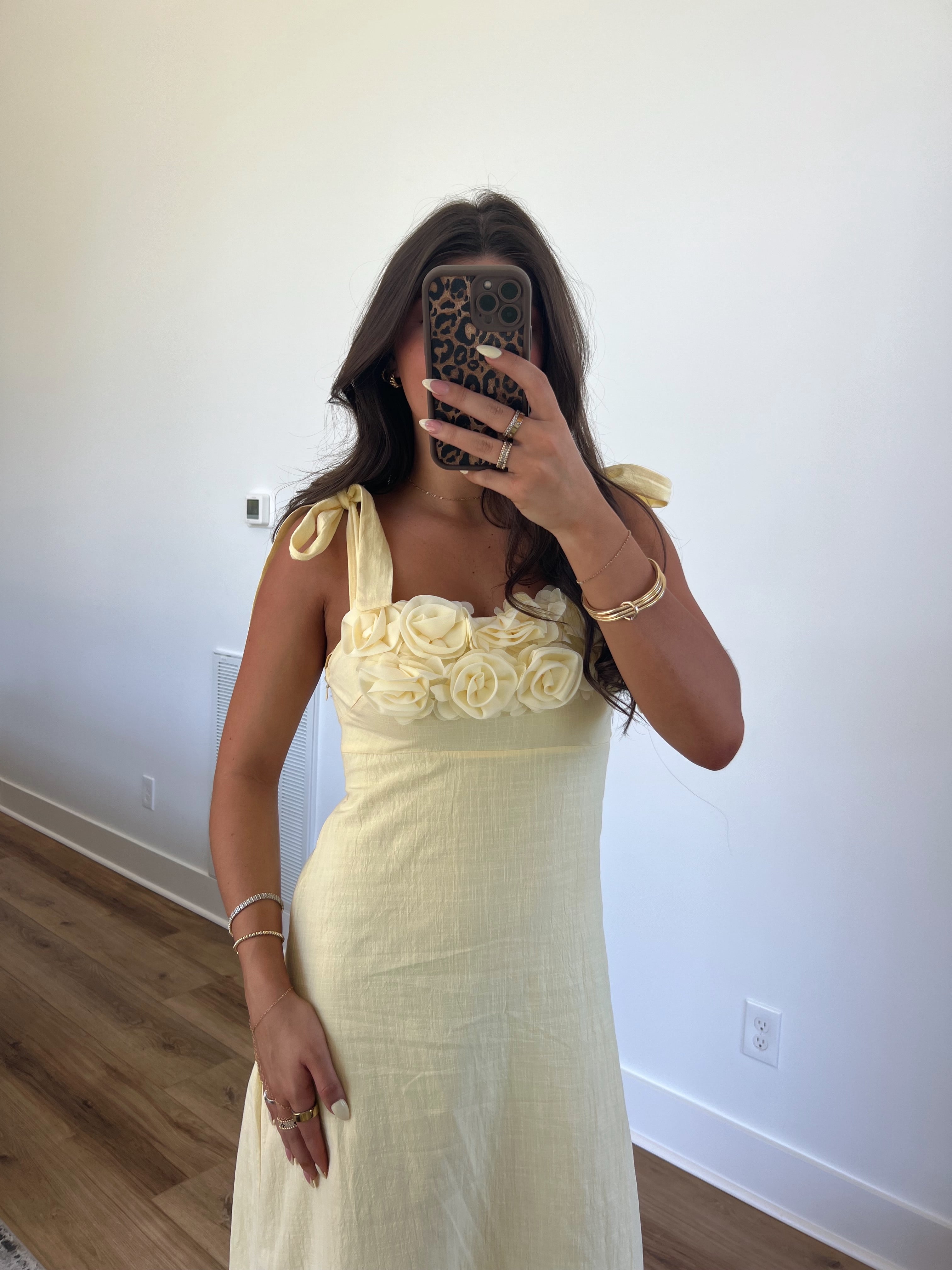 Daisy Bloom Midi Dress (Yellow)