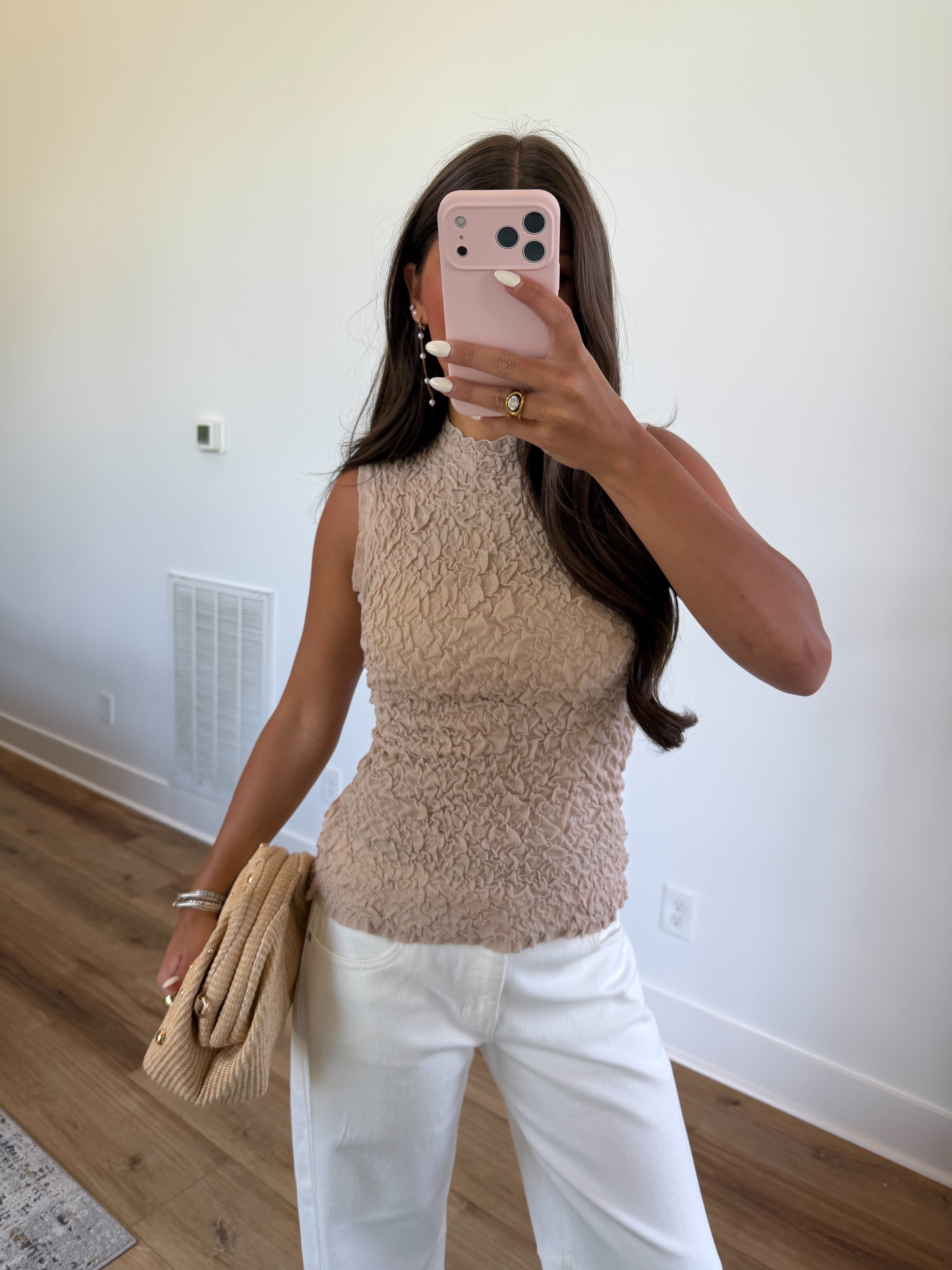 Beige Scrunch Top