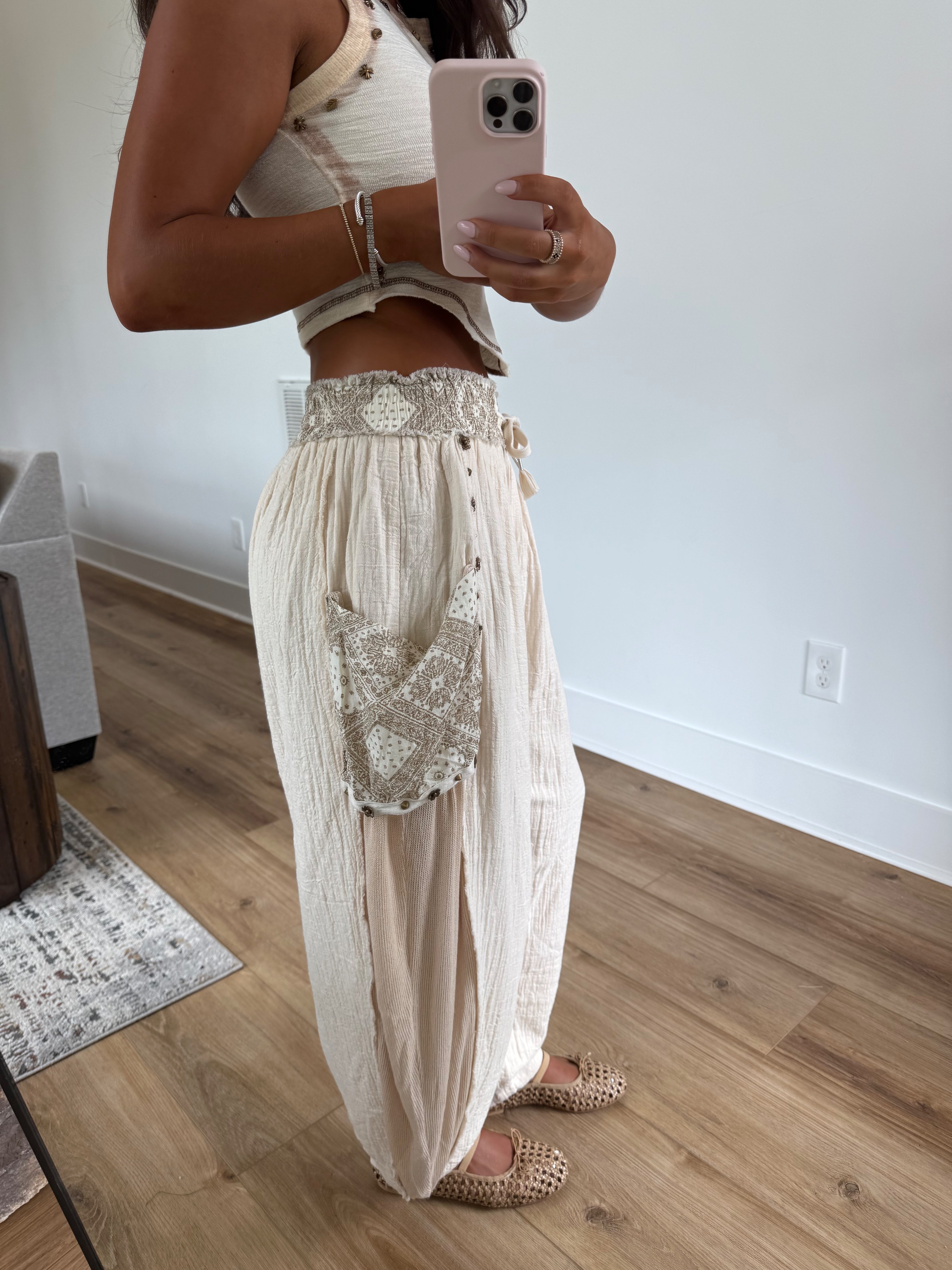 Cream Studded Joggers (PRE-ORDER (Mid-October)/ Restock)
