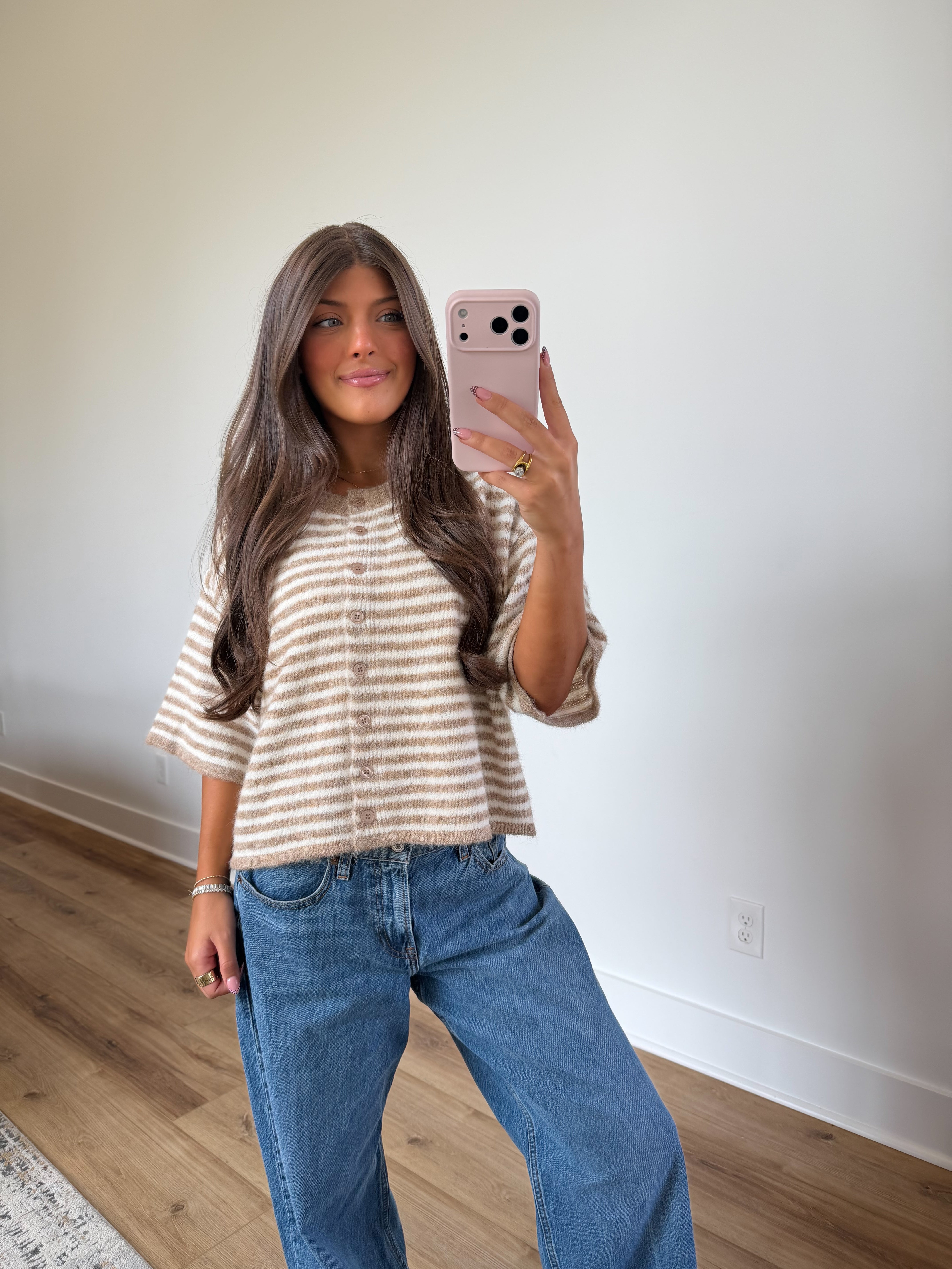 The Cloud Cardi (Tan Stripes)