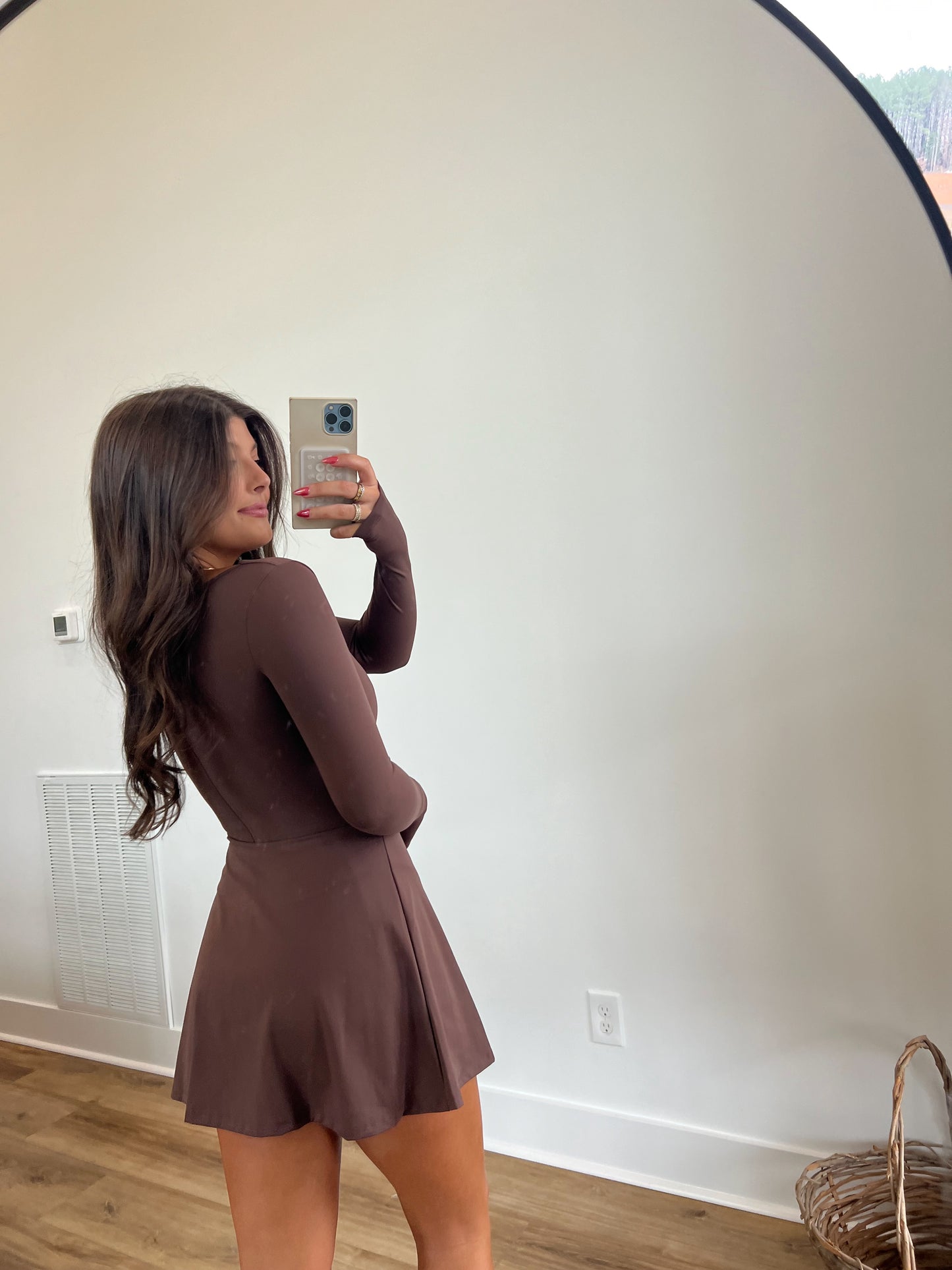 Brown Scoop Neck Athletic Dress