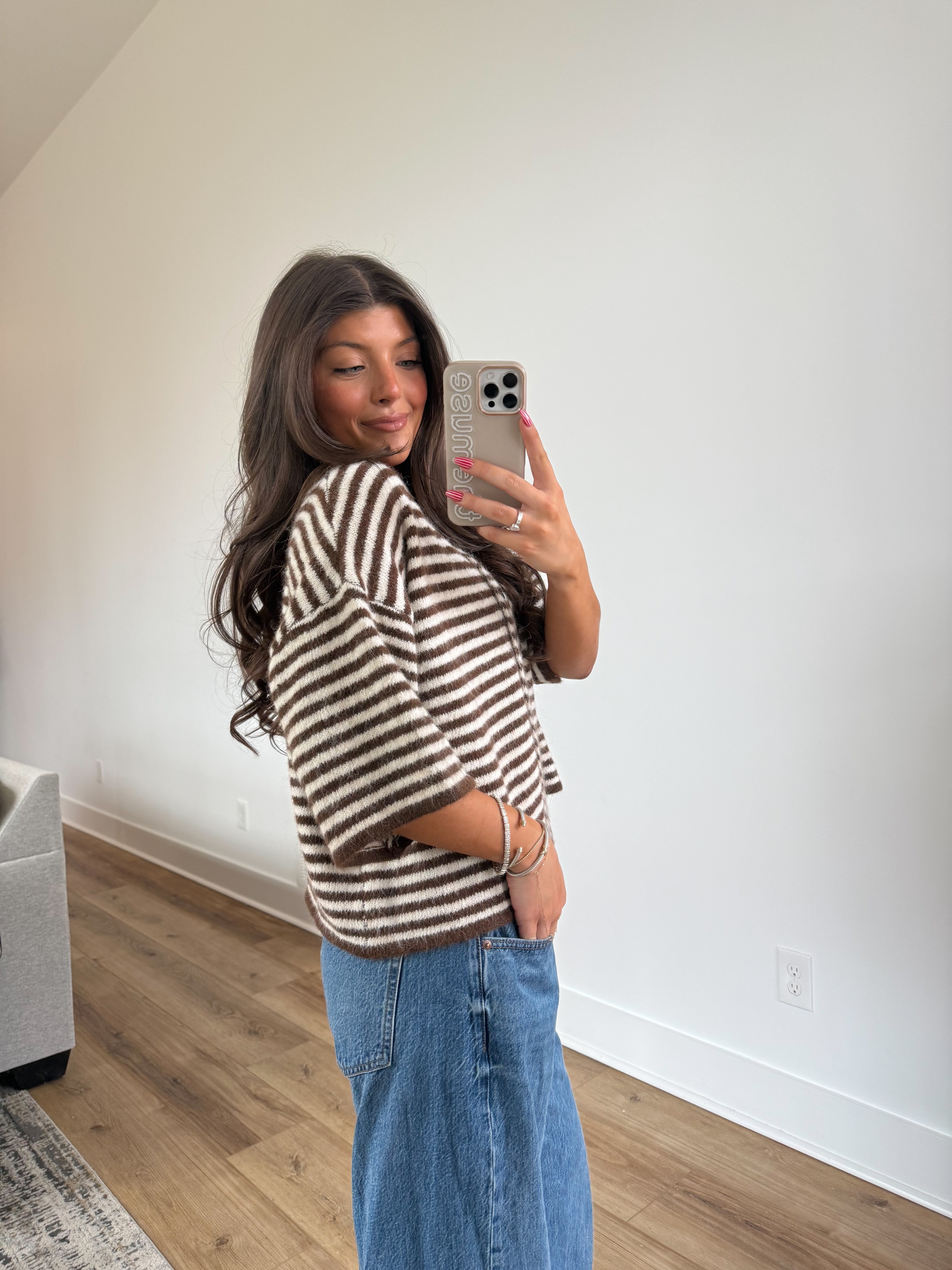 The Cloud Cardi (Brown Stripe)